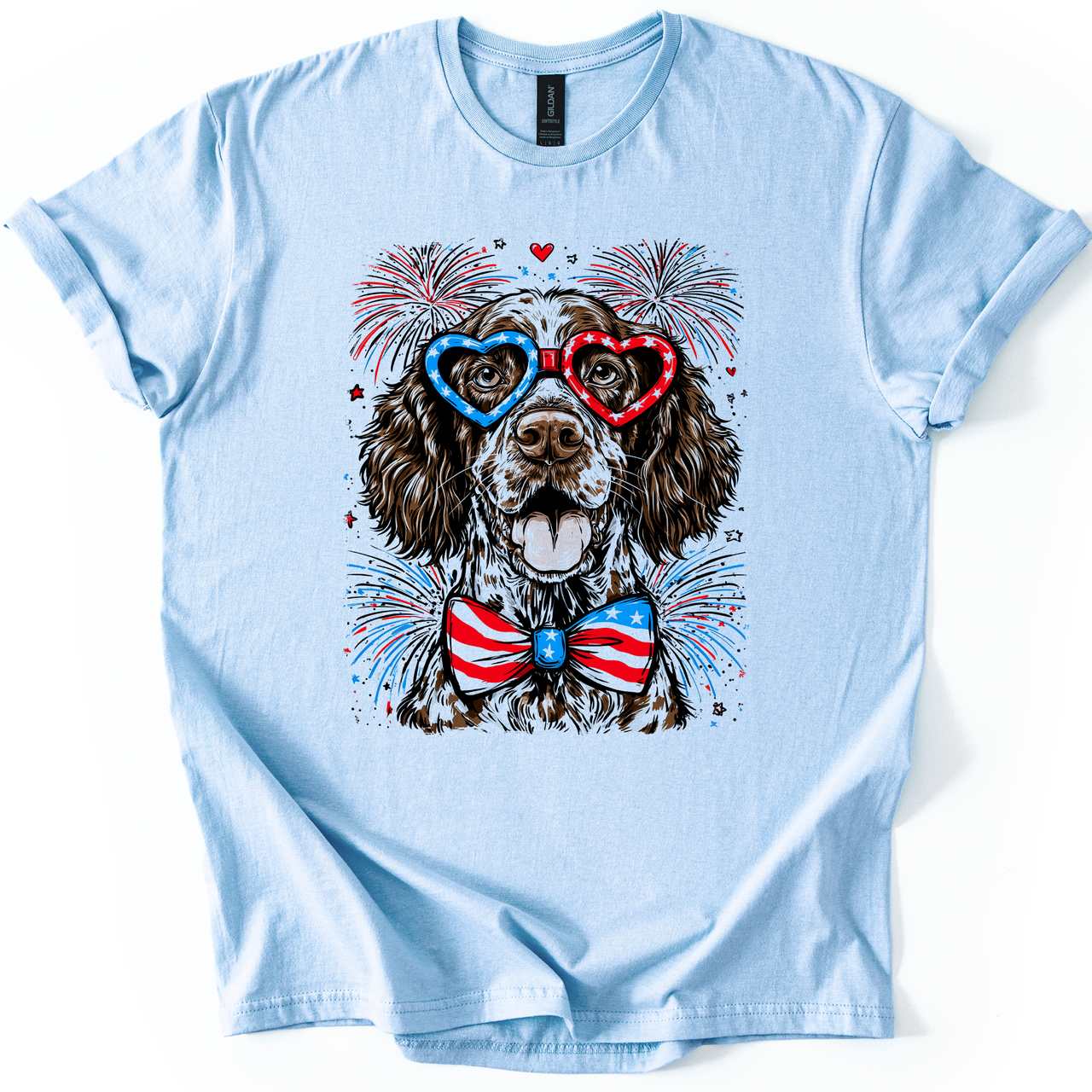 German Shorthaired Pointer Patriotic Dog USA American Flag Fourth Of July Graphic Tee