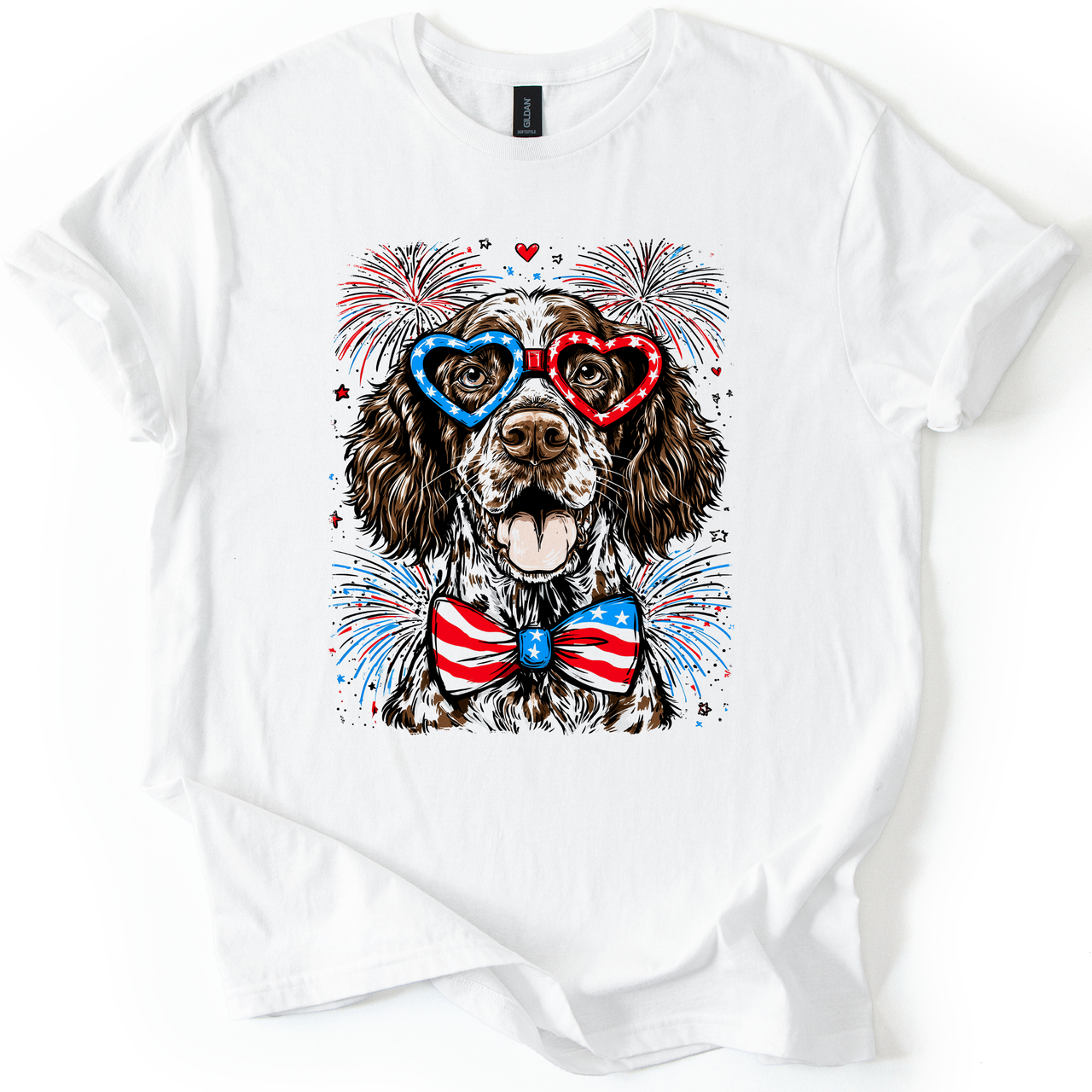 German Shorthaired Pointer Patriotic Dog USA American Flag Fourth Of July Graphic Tee
