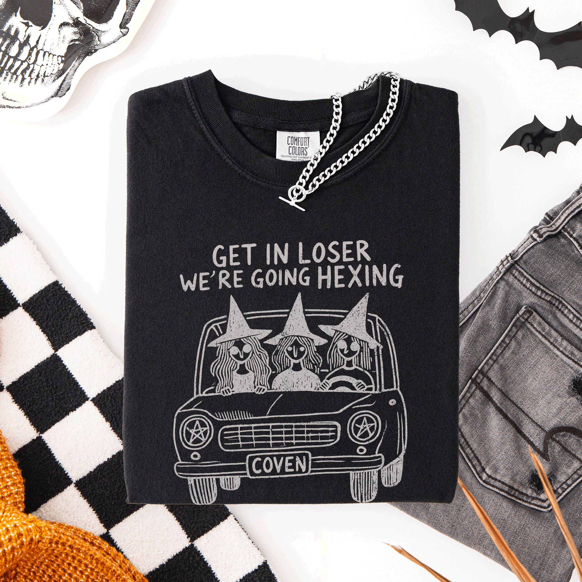 Get In Loser, We're Going Hexing Witch Coven Halloween Night Edition Comfort Colors Tee