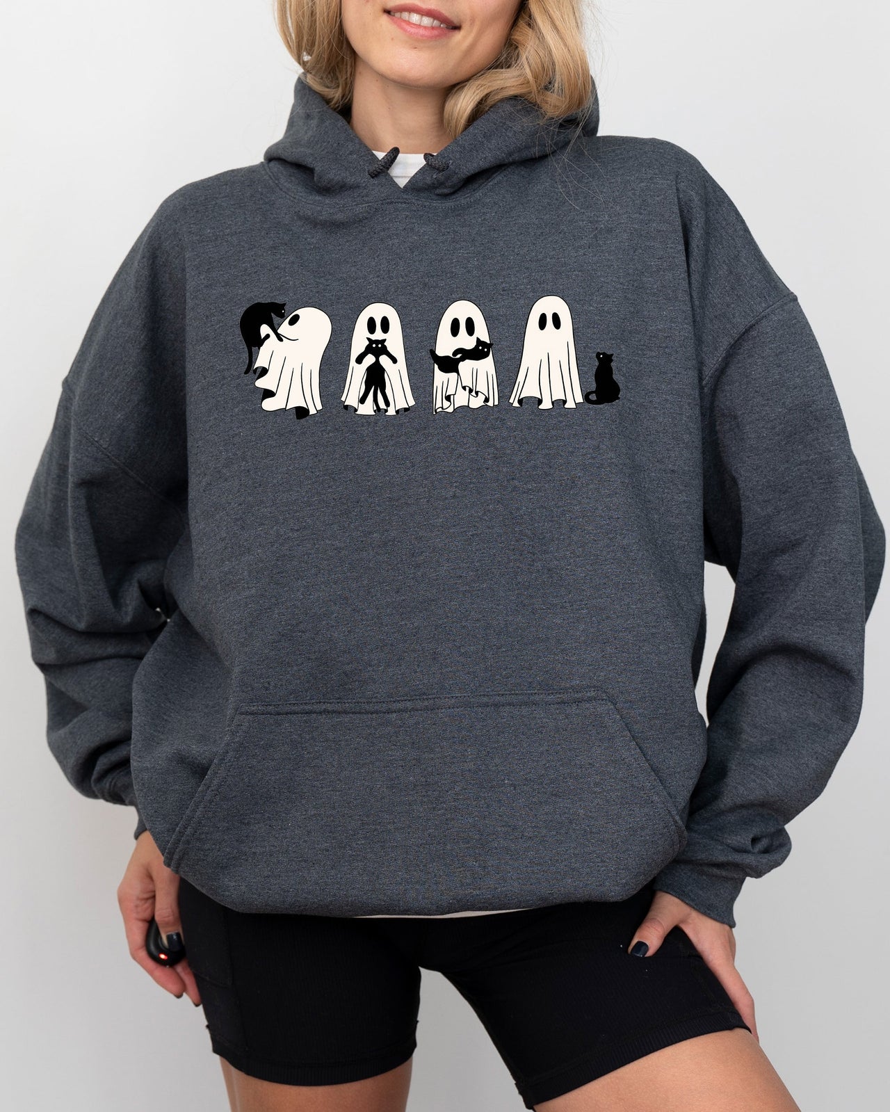 Ghost Cats Halloween Witch Skeleton Trick Or Treat Adorable Edition Hooded Sweatshirt