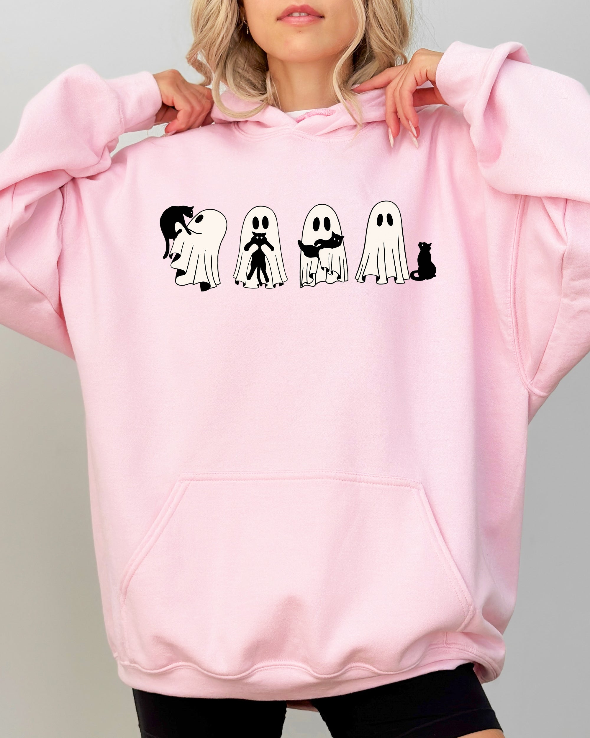 Ghost Cats Halloween Witch Skeleton Trick Or Treat Adorable Edition Hooded Sweatshirt