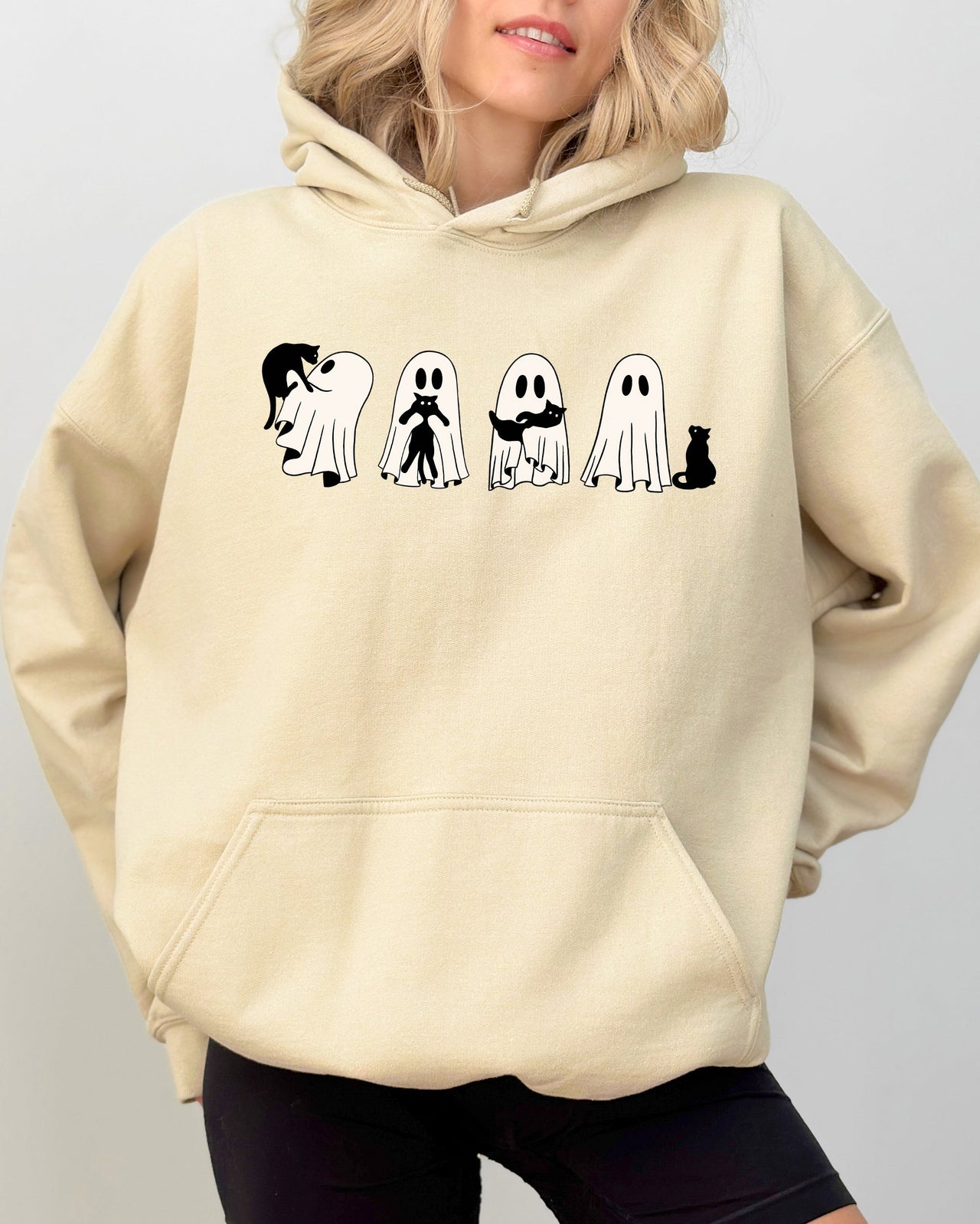 Ghost Cats Halloween Witch Skeleton Trick Or Treat Adorable Edition Hooded Sweatshirt
