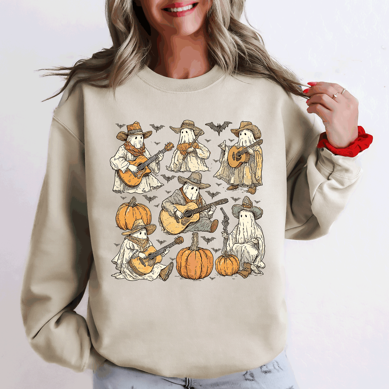Ghost Cowboys Halloween Bats Spooky Gothic Nightfall Collection Limited Edition Sweatshirt