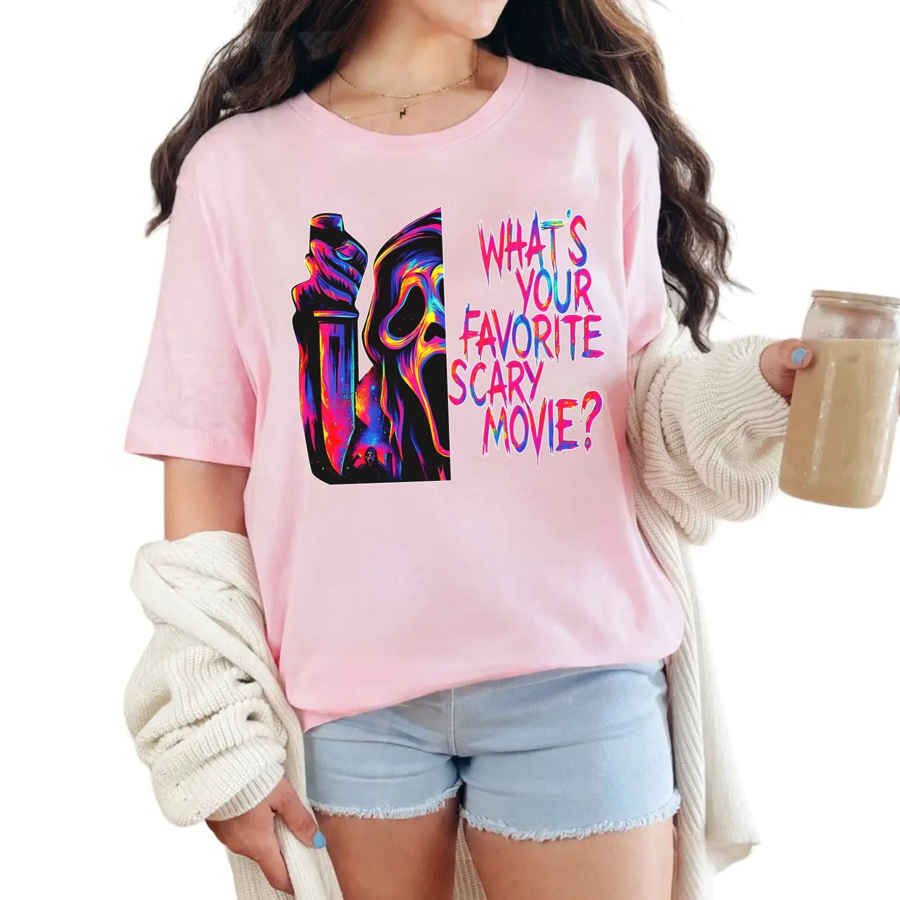 Ghostface T-Shirt - 'What’s Your Favorite Scary Movie?’ Halloween Horror Tee, Scream Movie Fan Apparel