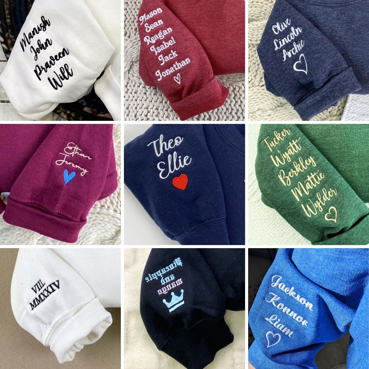 Custom Embroidered Nana Sweatshirt Hoodie - Personalized Kids Names on Sleeve
