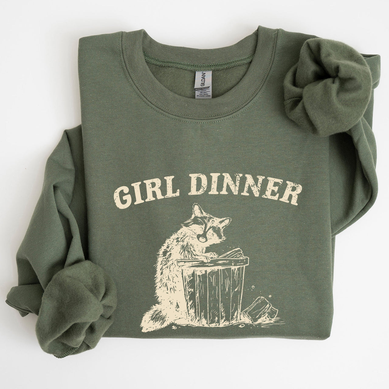 Girl Dinner Raccoon Meme Pop Culture Graphic Illustration In Internet Meme Style Sweatshirt
