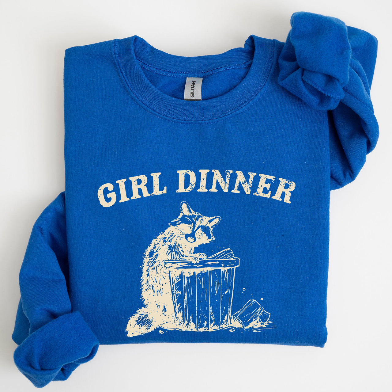 Girl Dinner Raccoon Meme Pop Culture Graphic Illustration In Internet Meme Style Sweatshirt