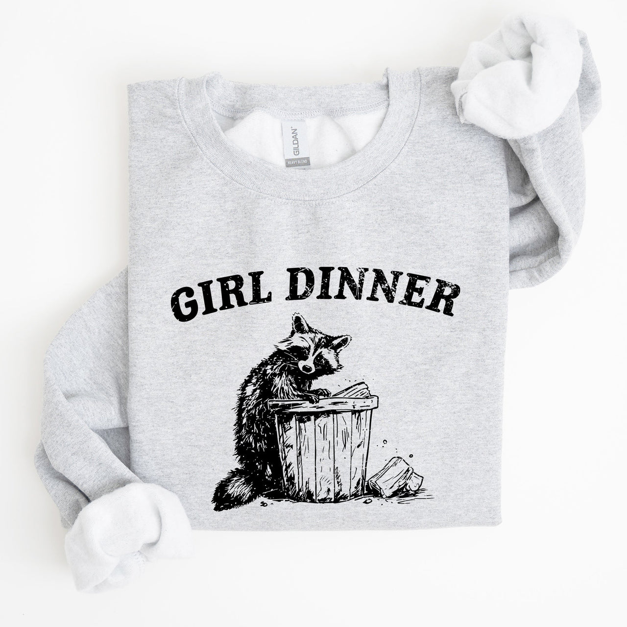 Girl Dinner Raccoon Meme Pop Culture Graphic Illustration In Internet Meme Style Sweatshirt