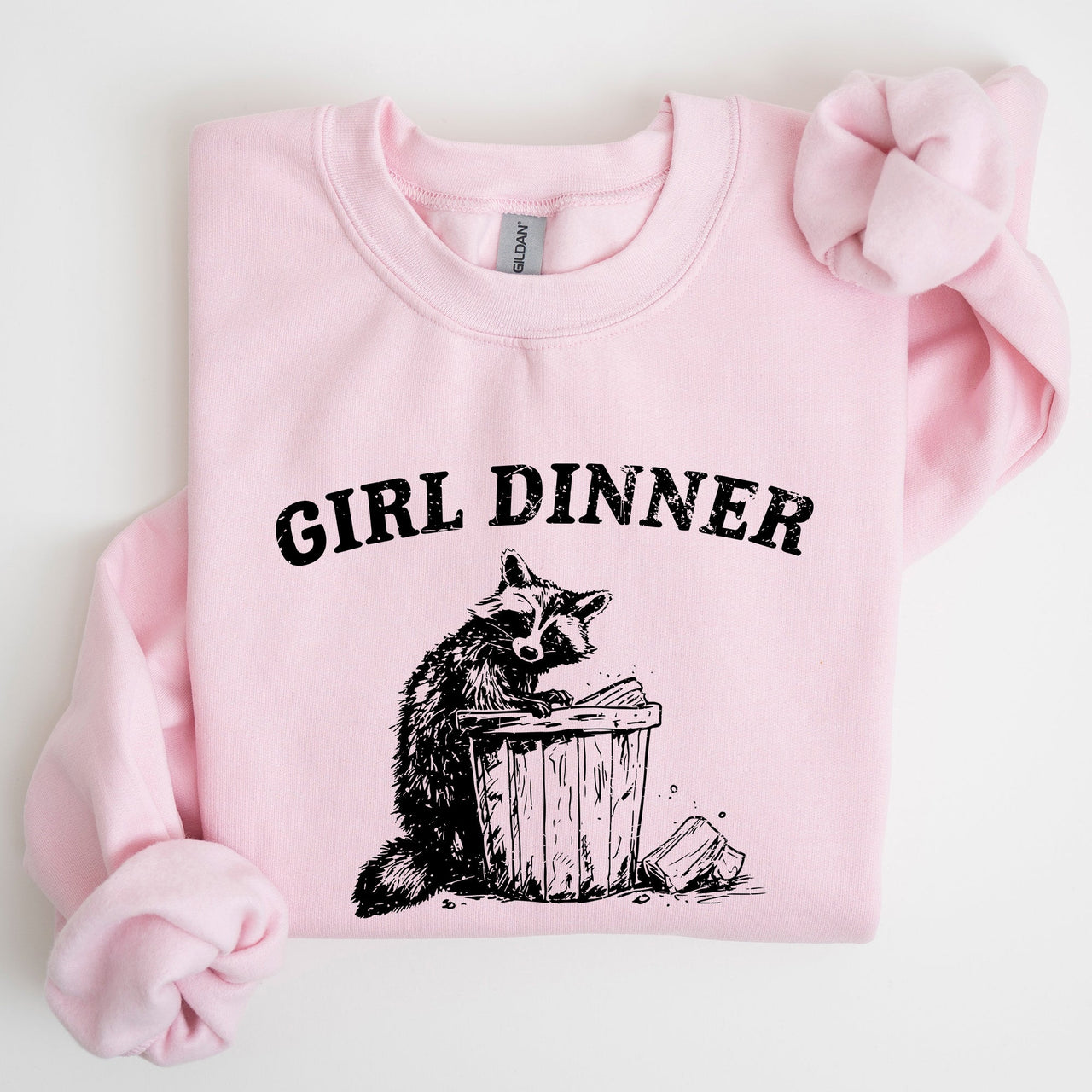 Girl Dinner Raccoon Meme Pop Culture Graphic Illustration In Internet Meme Style Sweatshirt