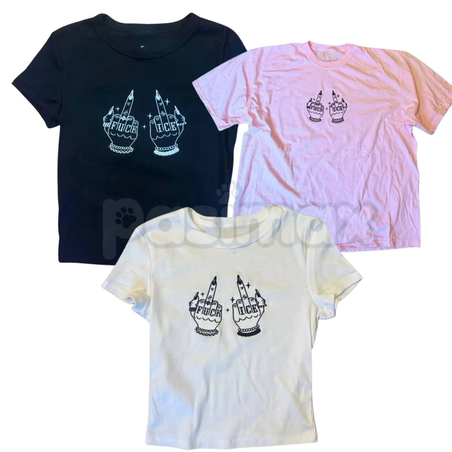 Give ICE The Finger Embroidered Tee – Unisex T-Shirt & Baby Tee, Political Activist Apparel, Bold Statement Shirt