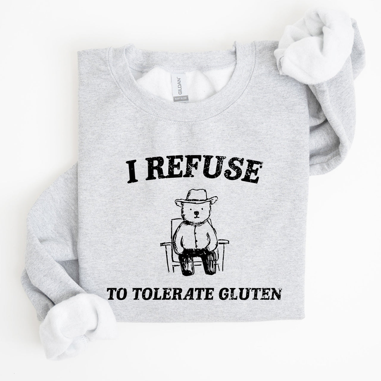 Gluten Bear Celiac Meme Humor Graphic Illustration Vintage Style Cozy Sweatshirt