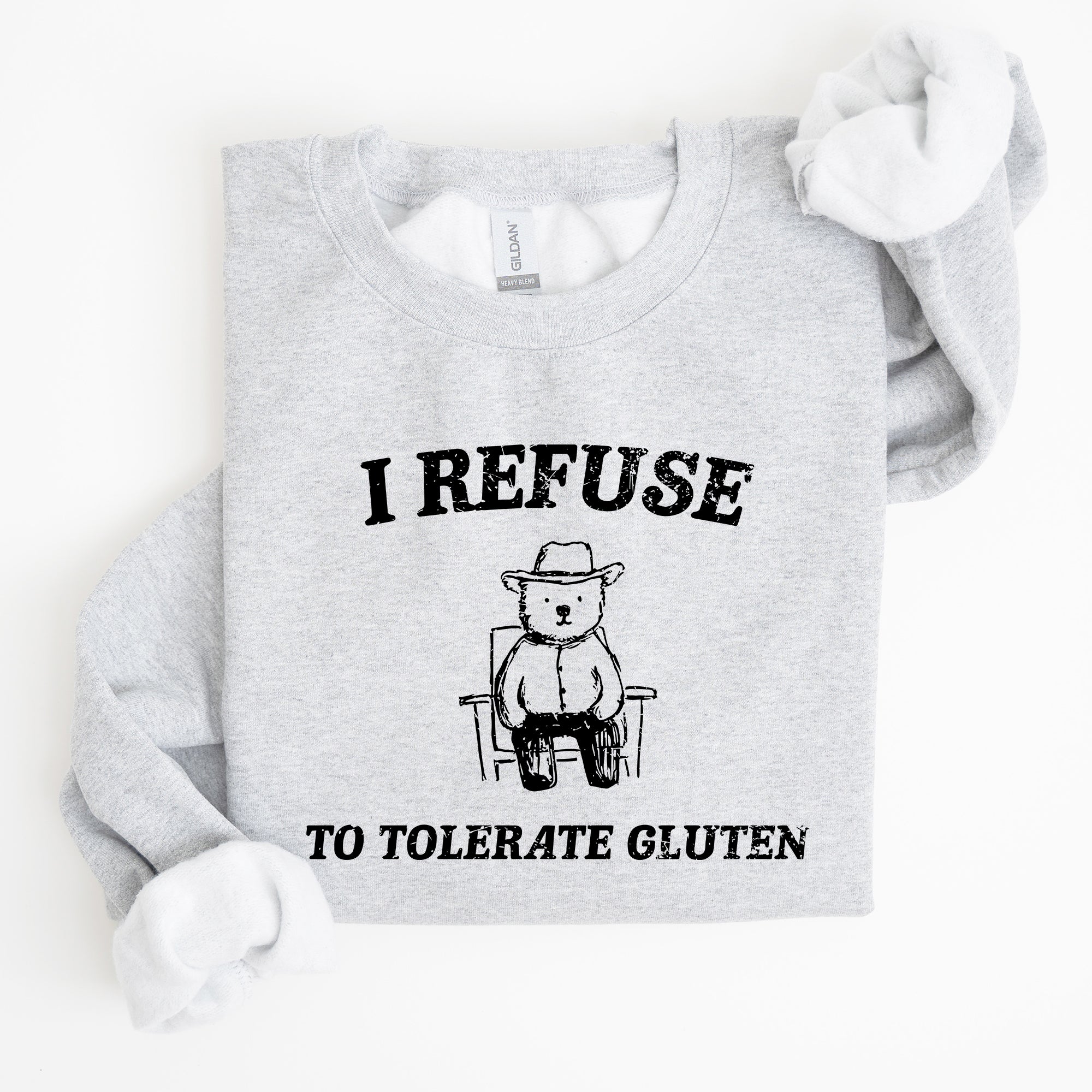 Gluten Bear Celiac Meme Humor Graphic Illustration Vintage Style Cozy Sweatshirt