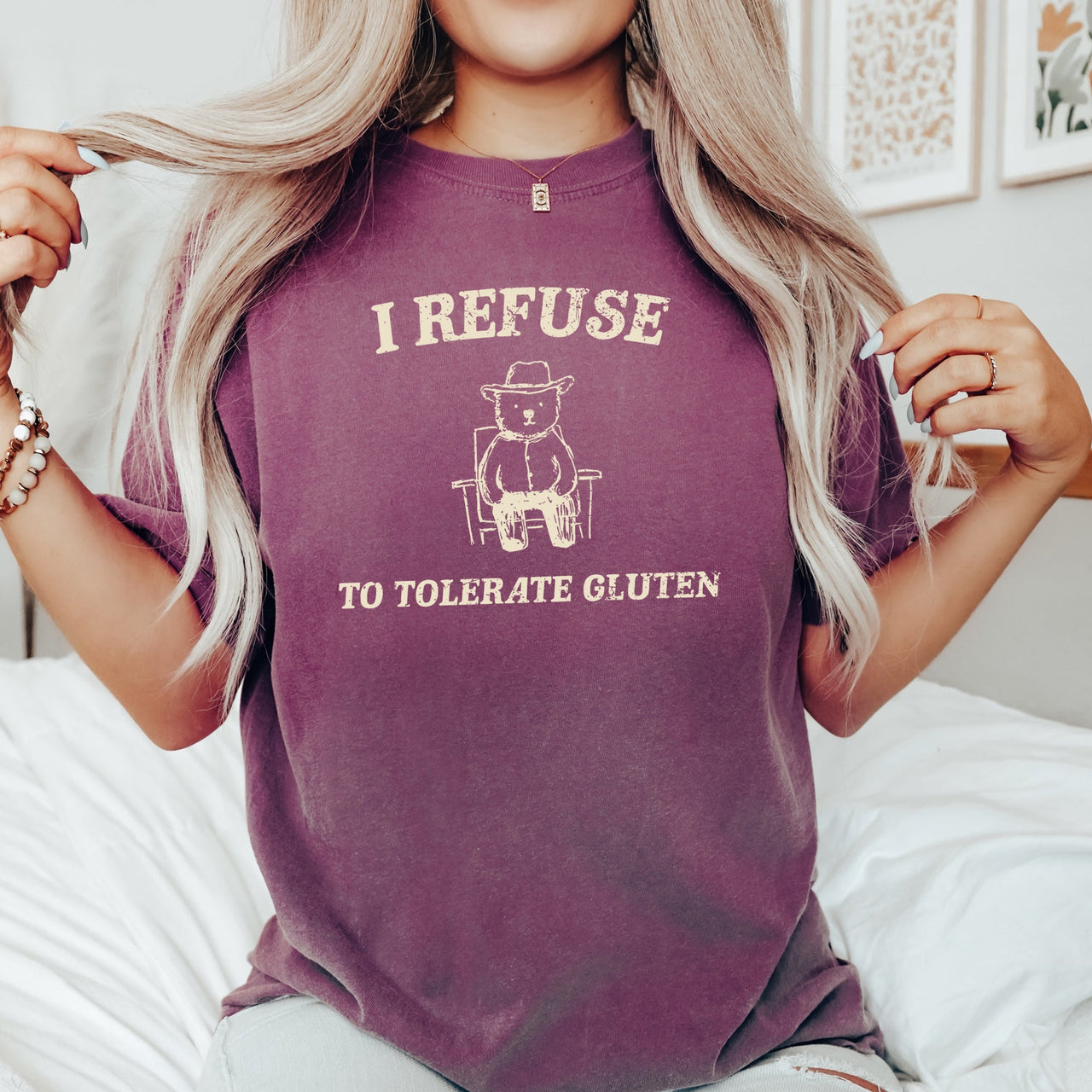 Gluten Bear Celiac Meme Relatable Gluten Free Humor Graphic Iconic Comfort Colors Tee