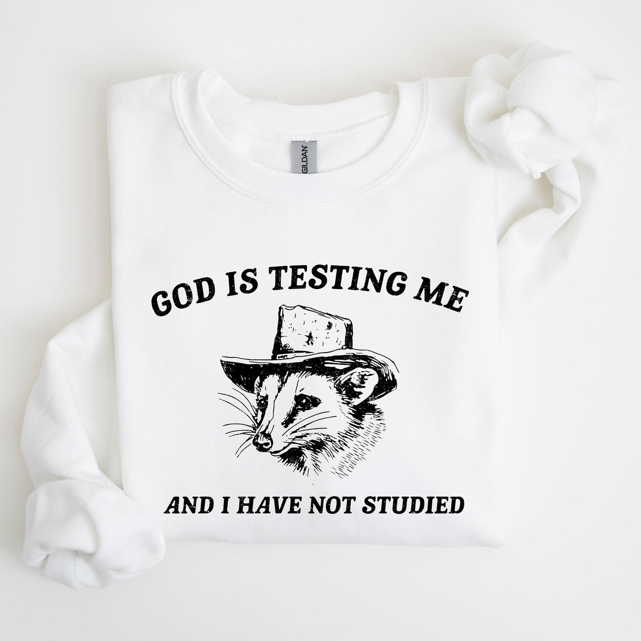 God Is Testing Me And I Have Not Studied Opossum Possum Meme Classic Edition Sweatshirt