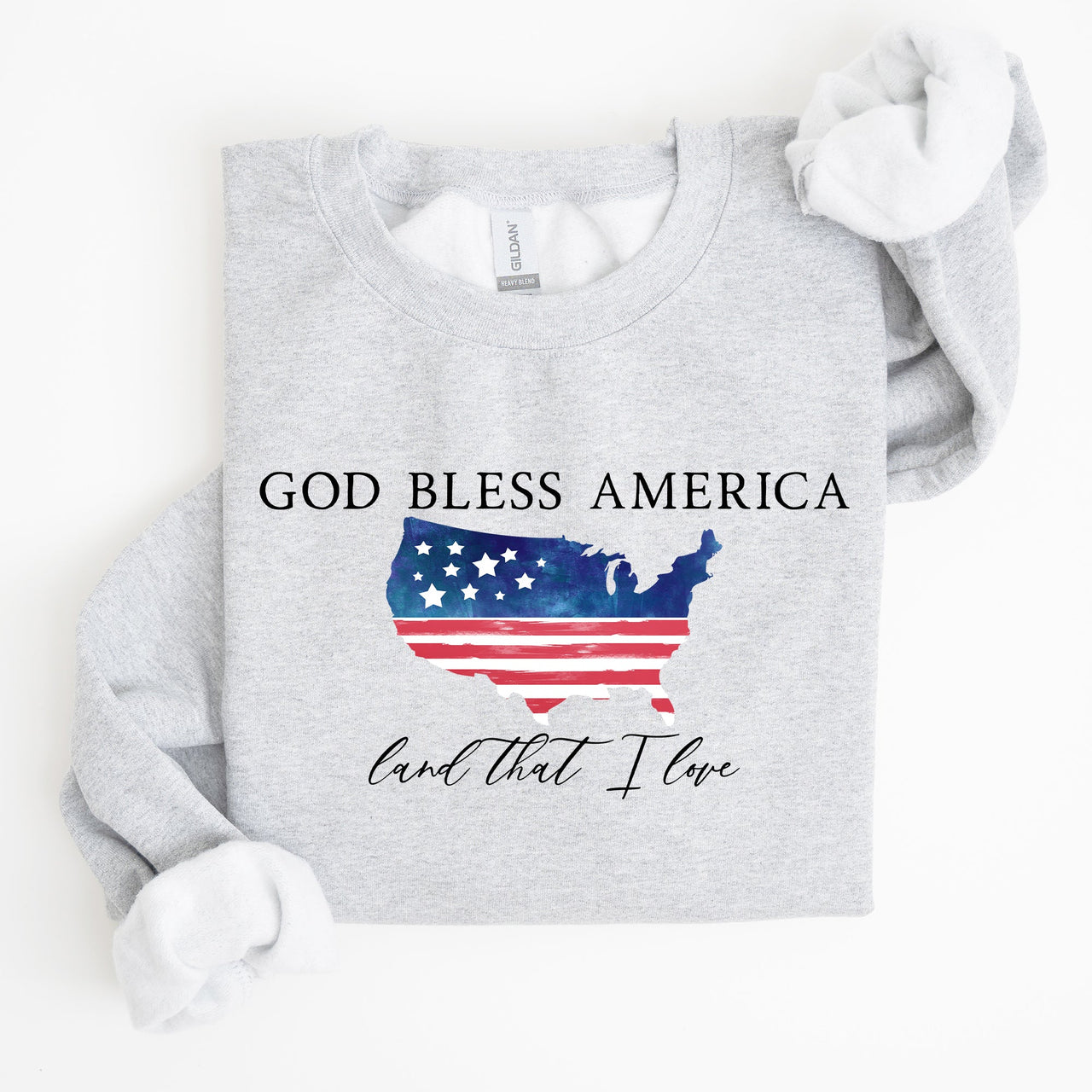 God Bless America, Land That I Love, USA Flag Premium Vintage Patriotic Graphic Sweatshirt