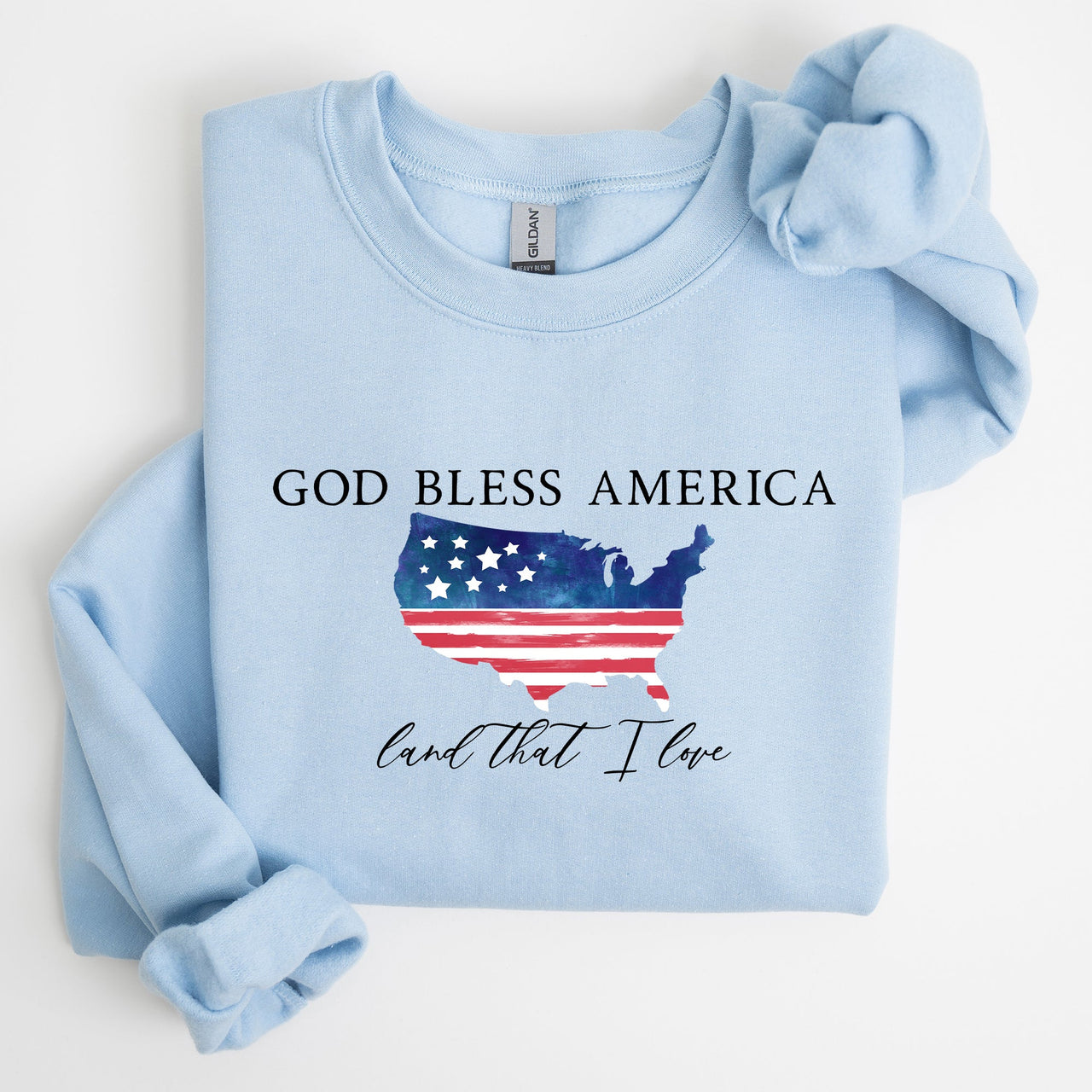 God Bless America, Land That I Love, USA Flag Premium Vintage Patriotic Graphic Sweatshirt