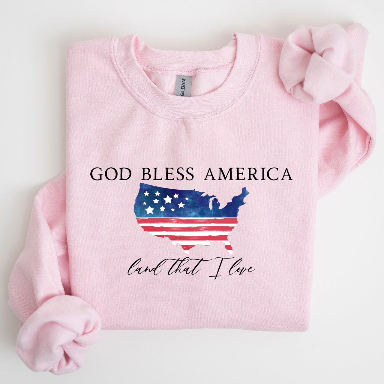 God Bless America, Land That I Love, USA Flag Premium Vintage Patriotic Graphic Sweatshirt