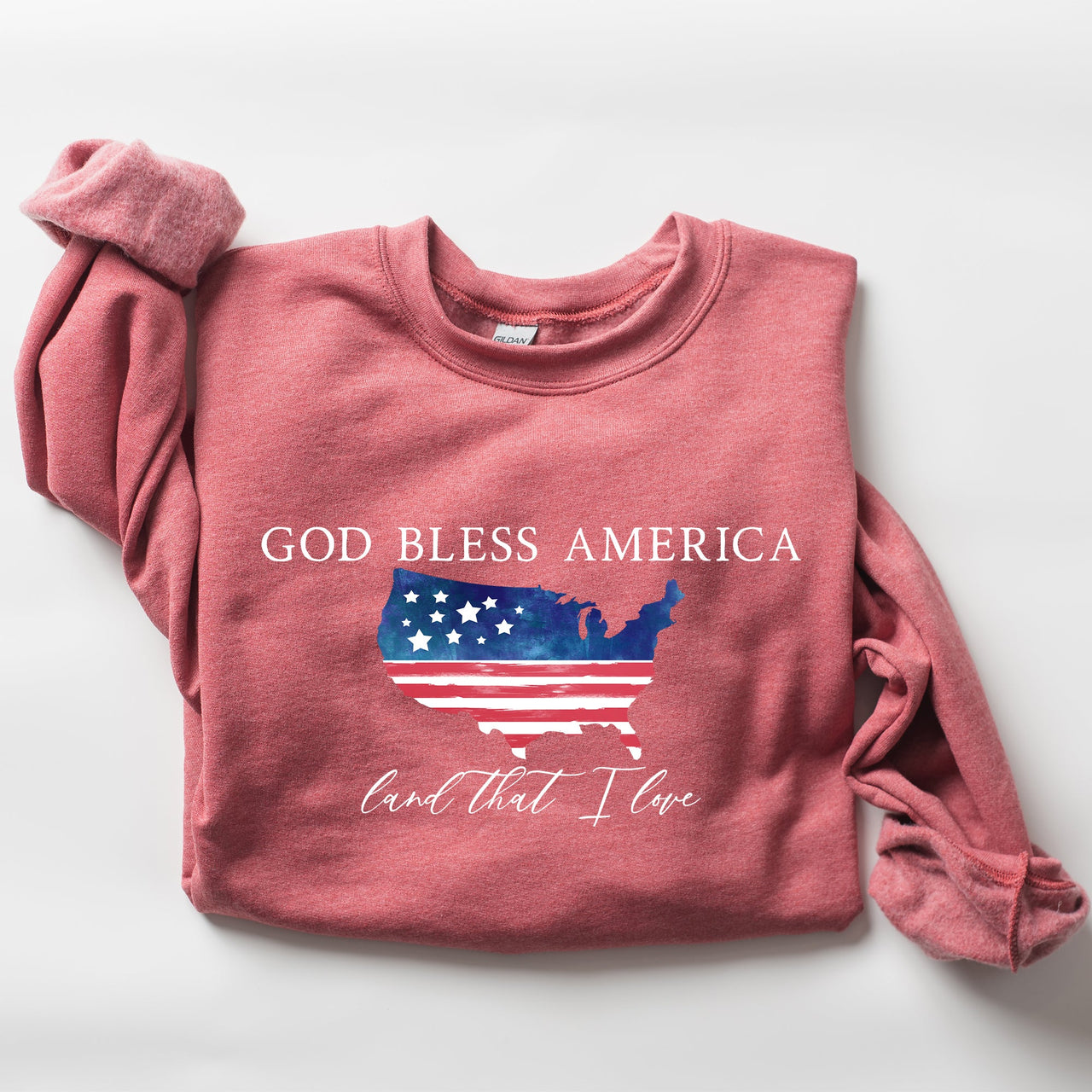 God Bless America, Land That I Love, USA Flag Premium Vintage Patriotic Graphic Sweatshirt