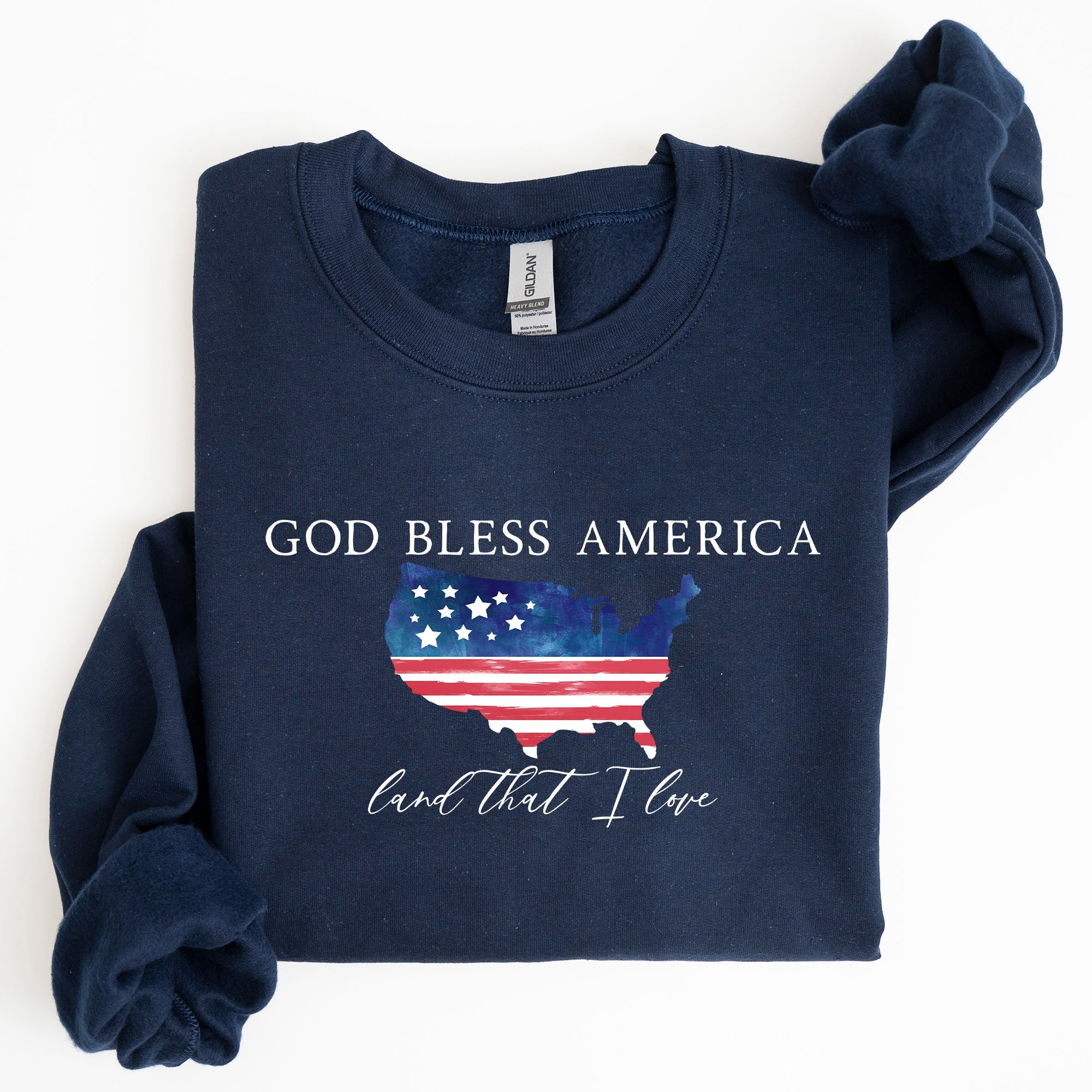 God Bless America, Land That I Love, USA Flag Premium Vintage Patriotic Graphic Sweatshirt