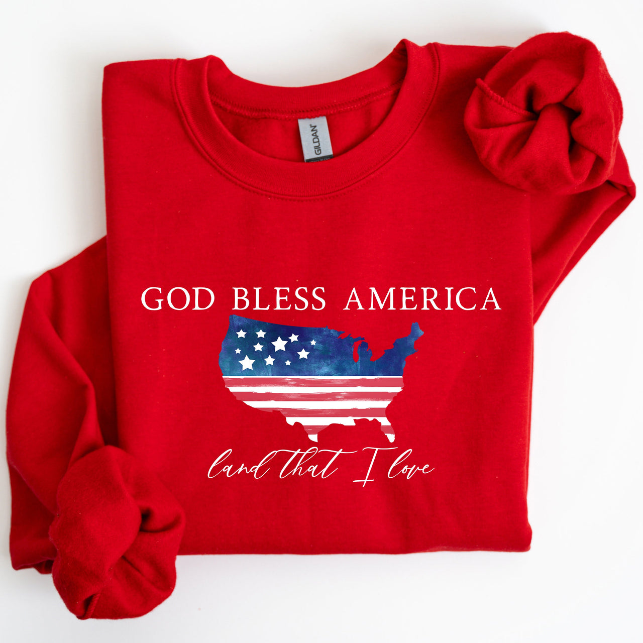 God Bless America, Land That I Love, USA Flag Premium Vintage Patriotic Graphic Sweatshirt