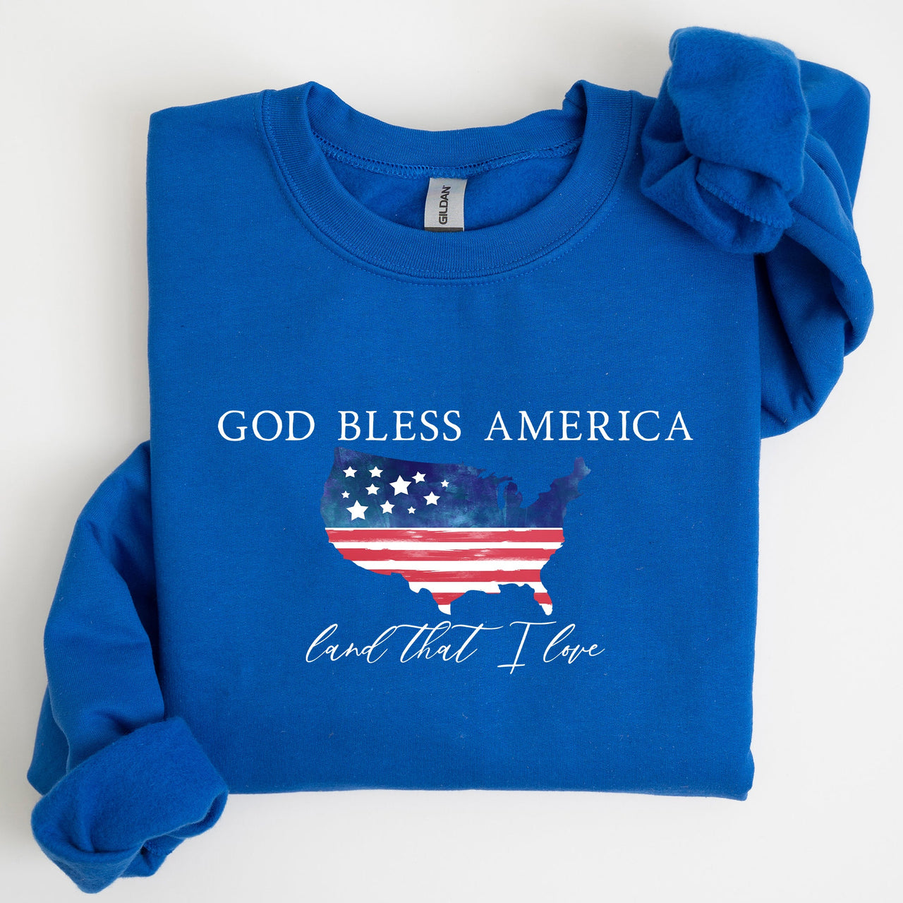 God Bless America, Land That I Love, USA Flag Premium Vintage Patriotic Graphic Sweatshirt