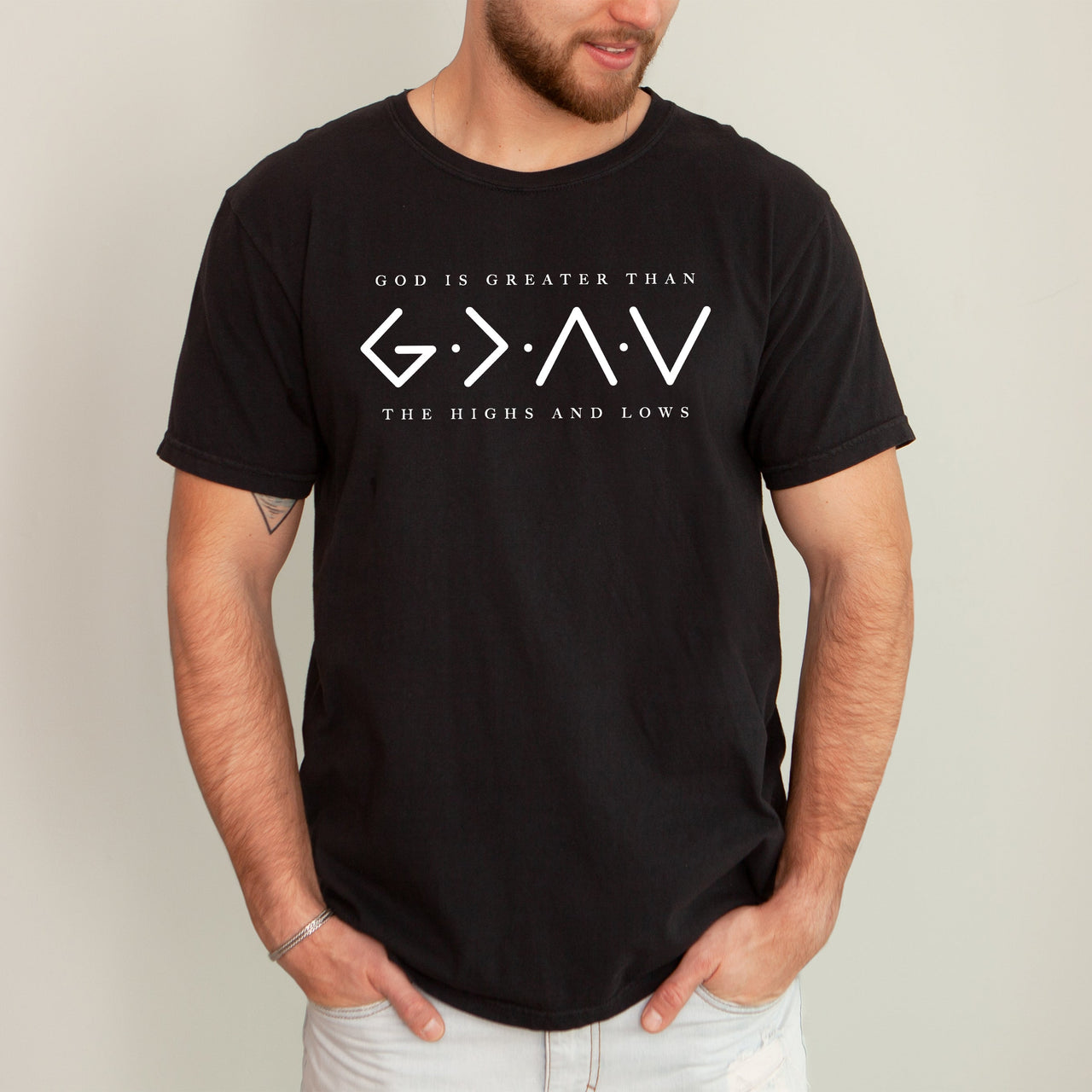 God Is Greater Than The Highs And Lows Jesus Christian Faith Gospel Comfort Colors Tee