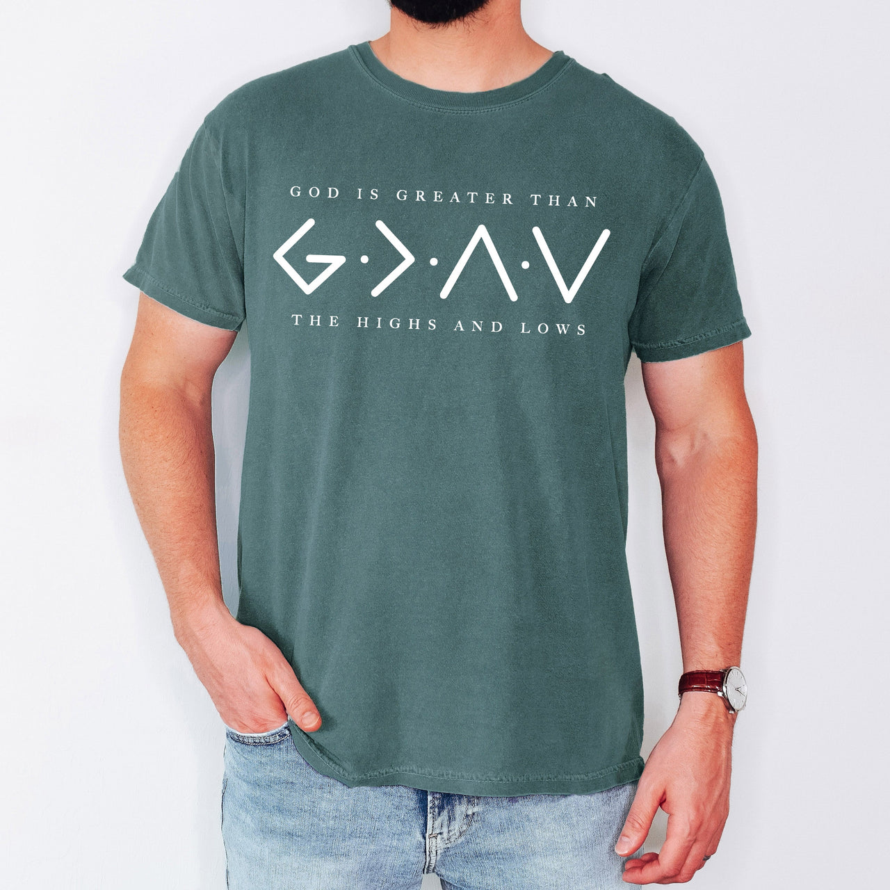 God Is Greater Than The Highs And Lows Jesus Christian Faith Gospel Comfort Colors Tee