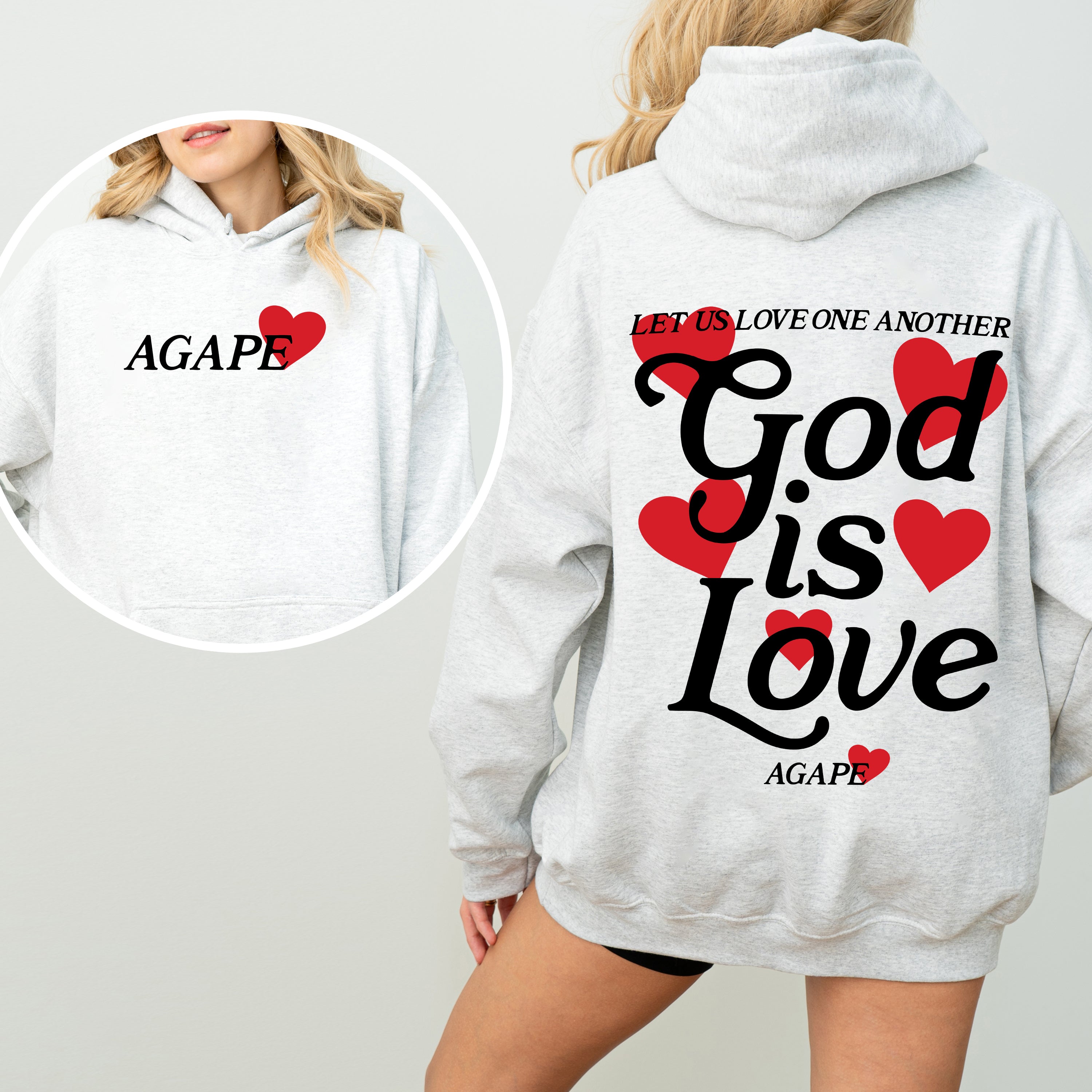 God Is Love Agape Love One Another Bible Faith Christian Religious Hooded Sweatshirt