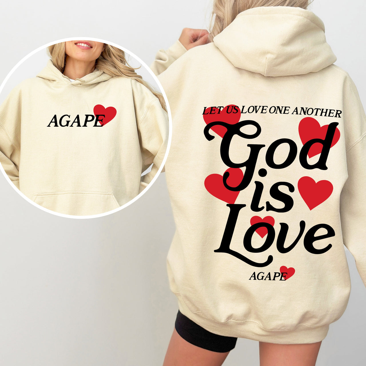 God Is Love Agape Love One Another Bible Faith Christian Religious Hooded Sweatshirt