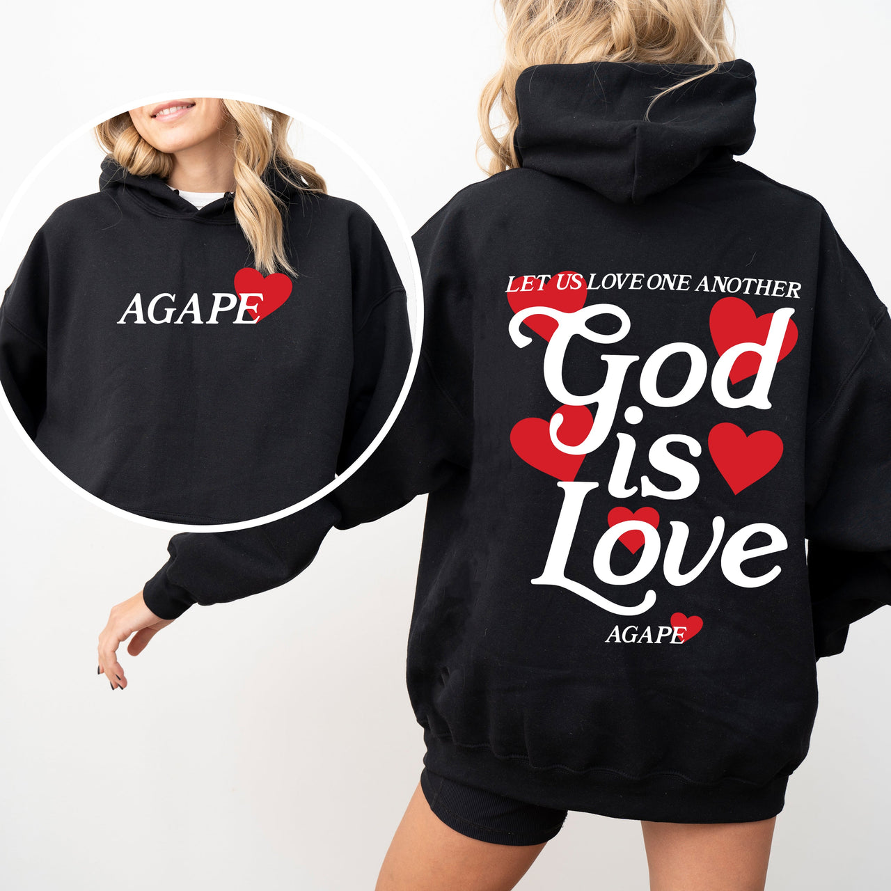God Is Love Agape Love One Another Bible Faith Christian Religious Hooded Sweatshirt