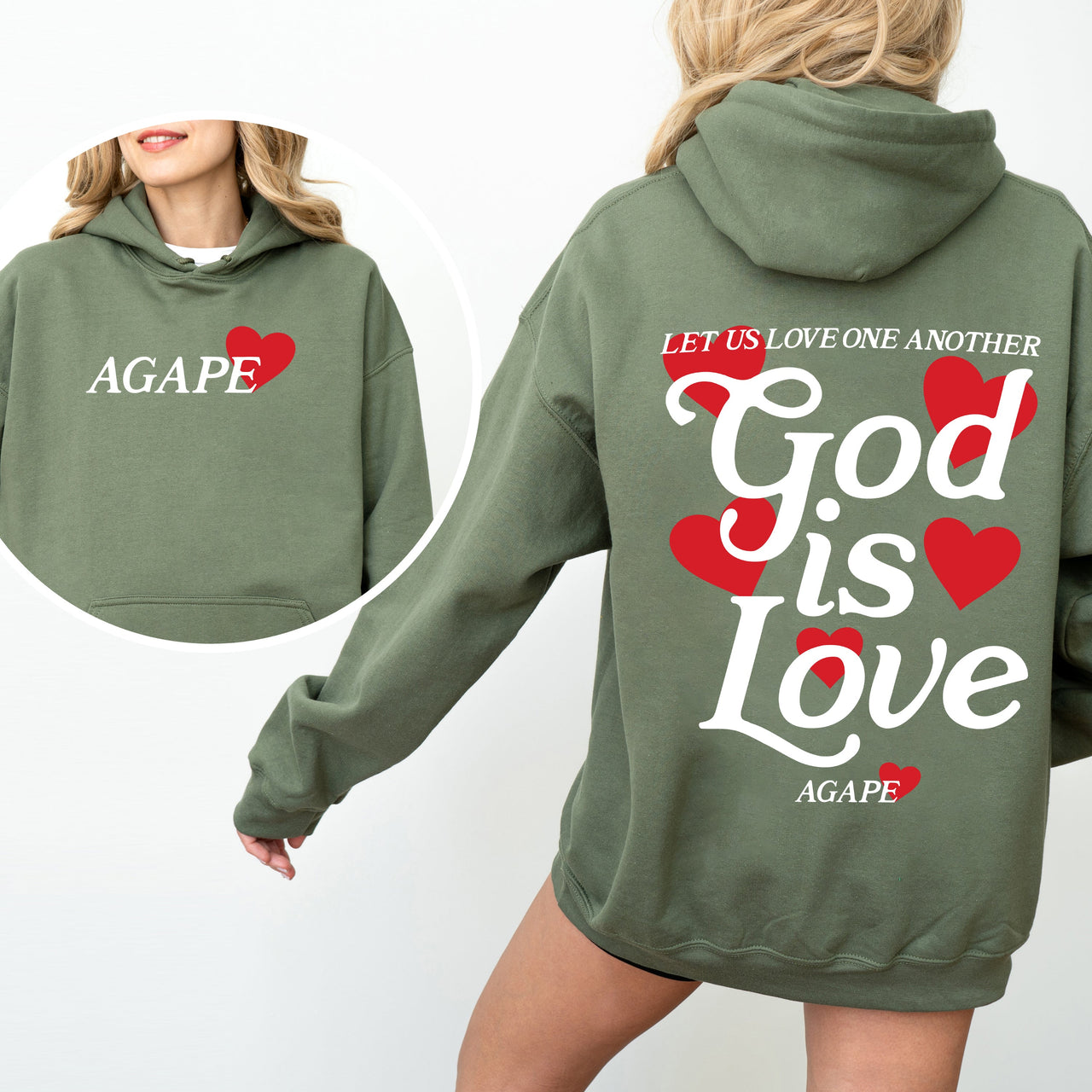 God Is Love Agape Love One Another Bible Faith Christian Religious Hooded Sweatshirt