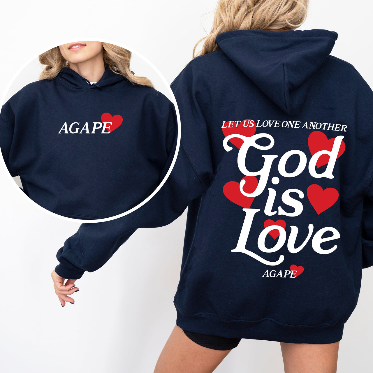 God Is Love Agape Love One Another Bible Faith Christian Religious Hooded Sweatshirt