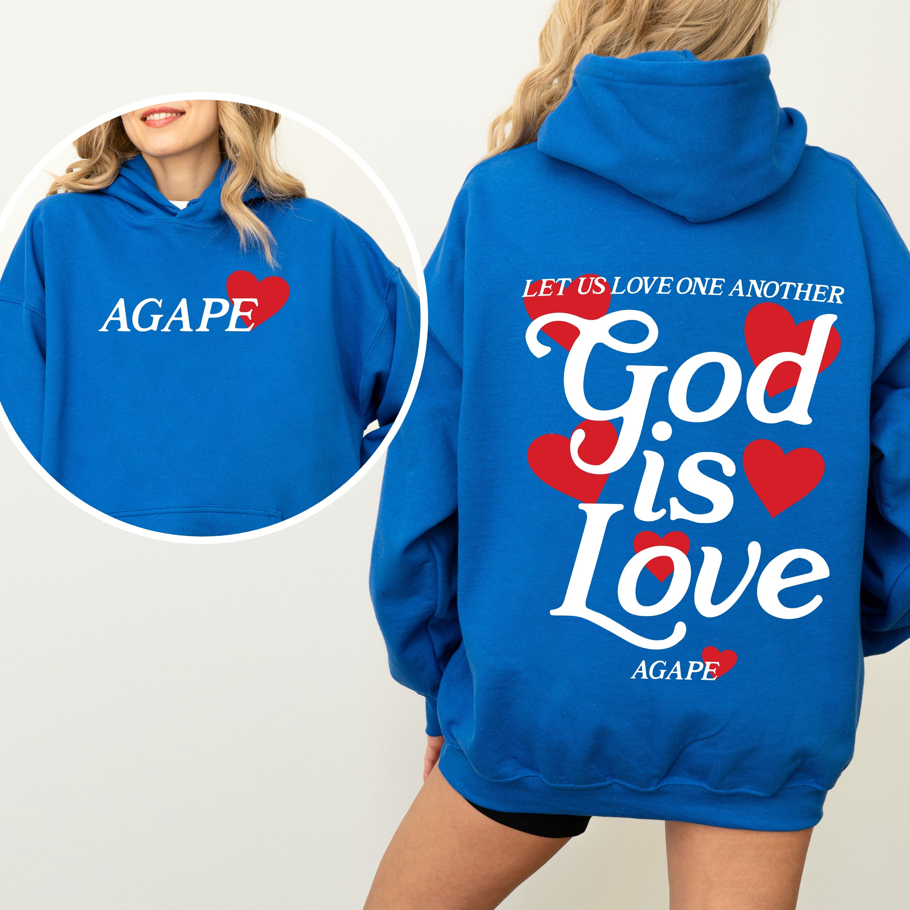 God Is Love Agape Love One Another Bible Faith Christian Religious Hooded Sweatshirt