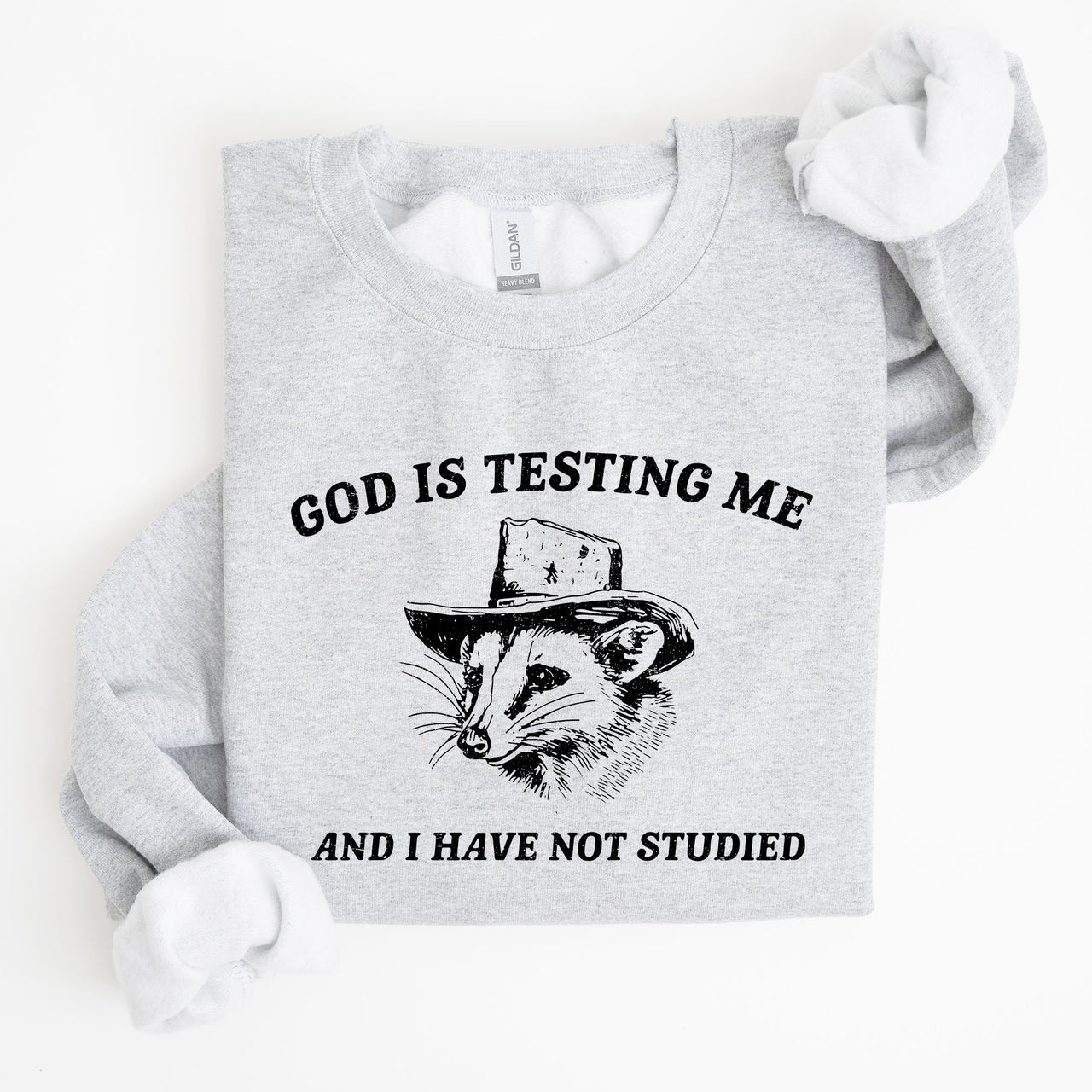 God Is Testing Me Opossum Possum Graphic Expression Of Faith Wit And Southern Charm Sweatshirt