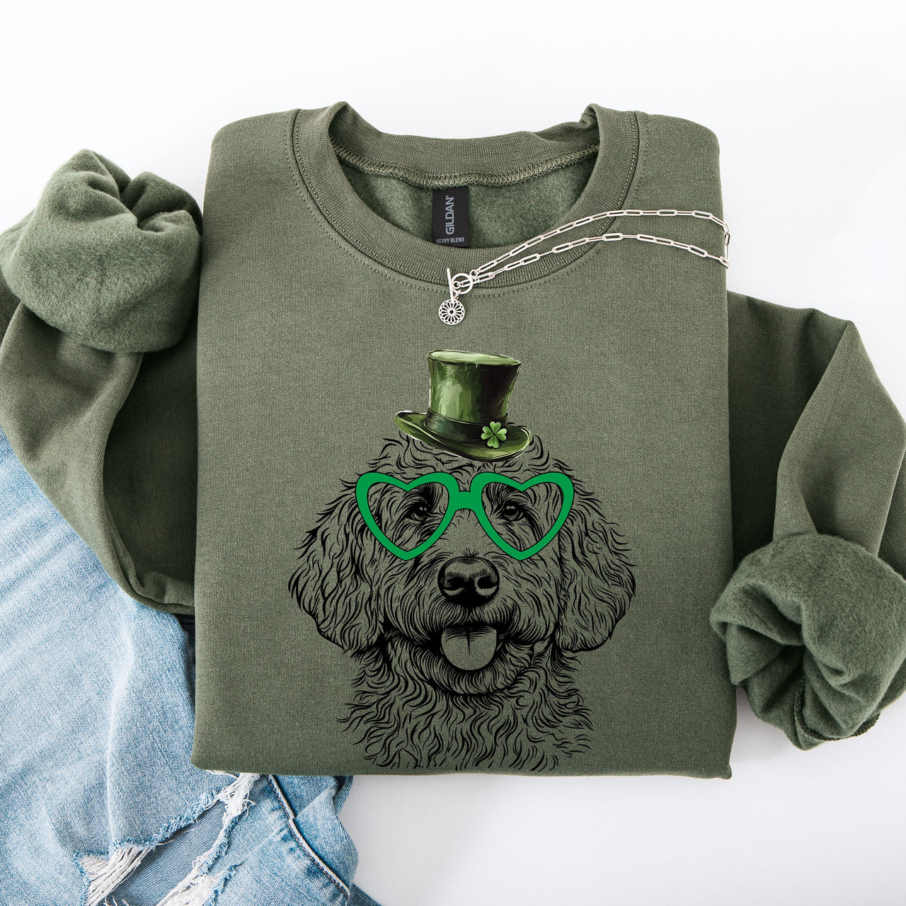 Goldendoodle Adorable Dog St Patrick's Day Irish Lucky Cozy Comfortable Sweatshirt