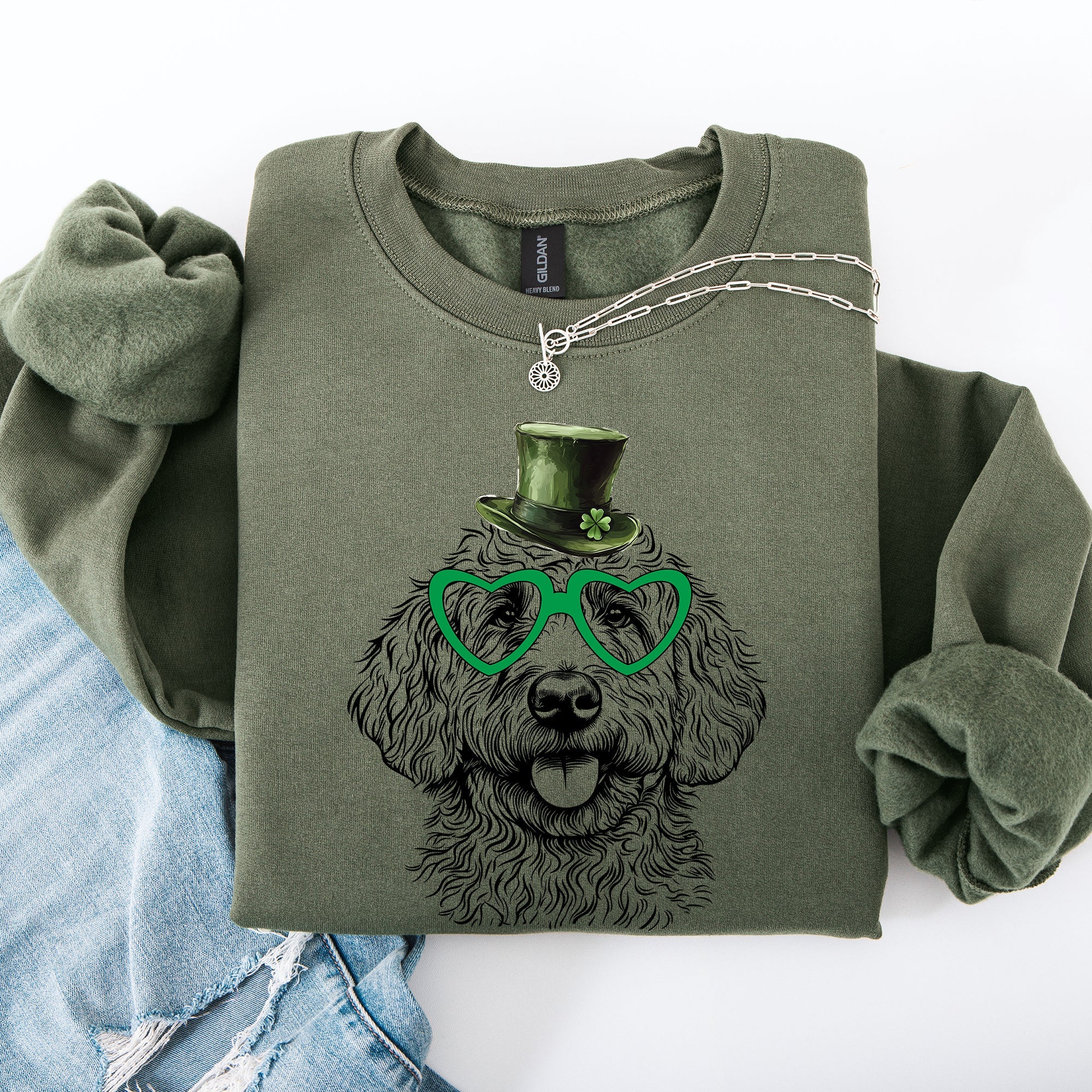 Goldendoodle Adorable Dog St Patrick's Day Irish Lucky Cozy Comfortable Sweatshirt