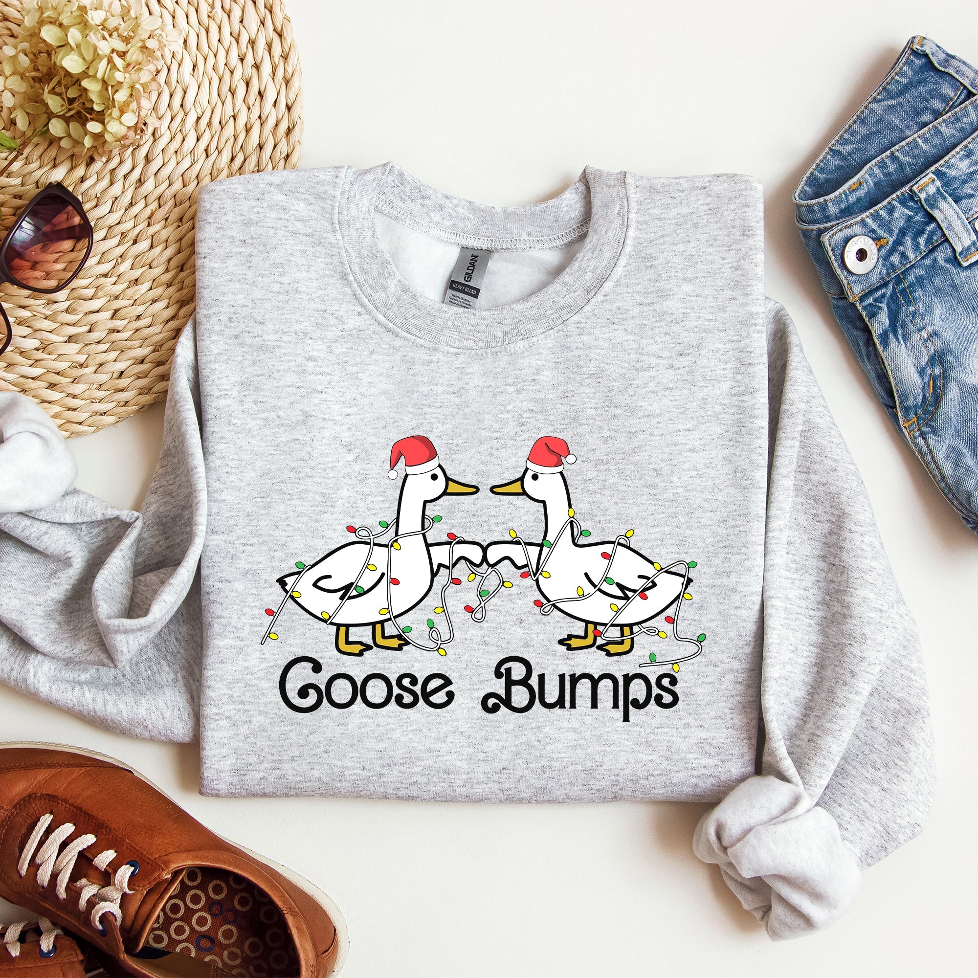 Goose Fist Bumps Christmas Santa Xmas Festive Seasonal Holiday Cheer Cozy Sweatshirt