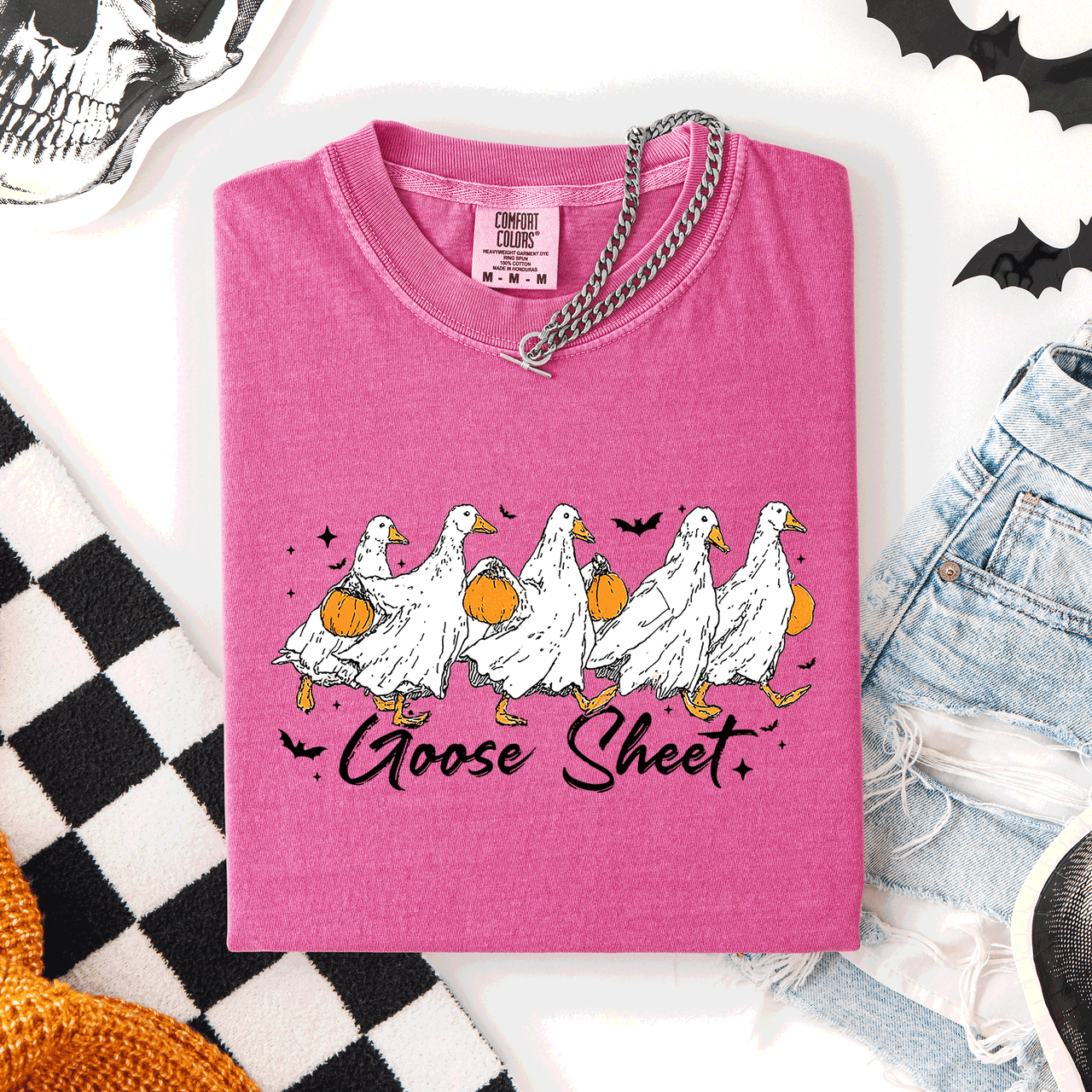 Goose Sheet Halloween Trick Or Treat Ghosts And Goblins Design Comfort Colors Tee