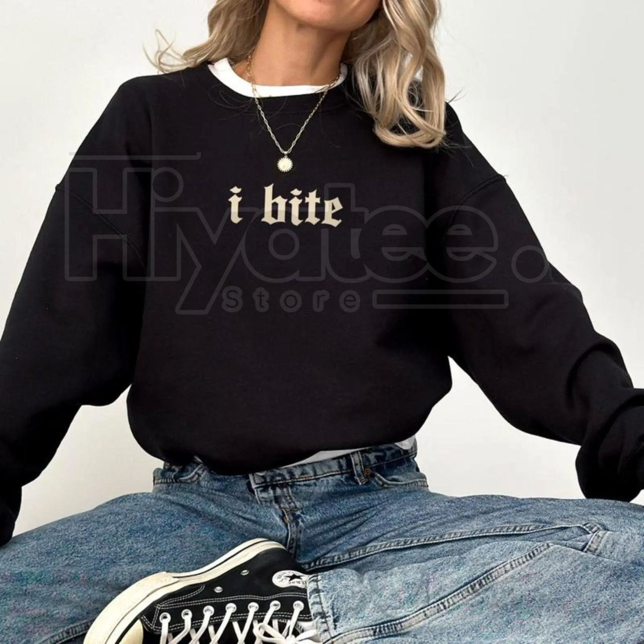 Gothic I Bite Sweatshirt: Funny Sarcastic Women's Meme Pullover Gift
