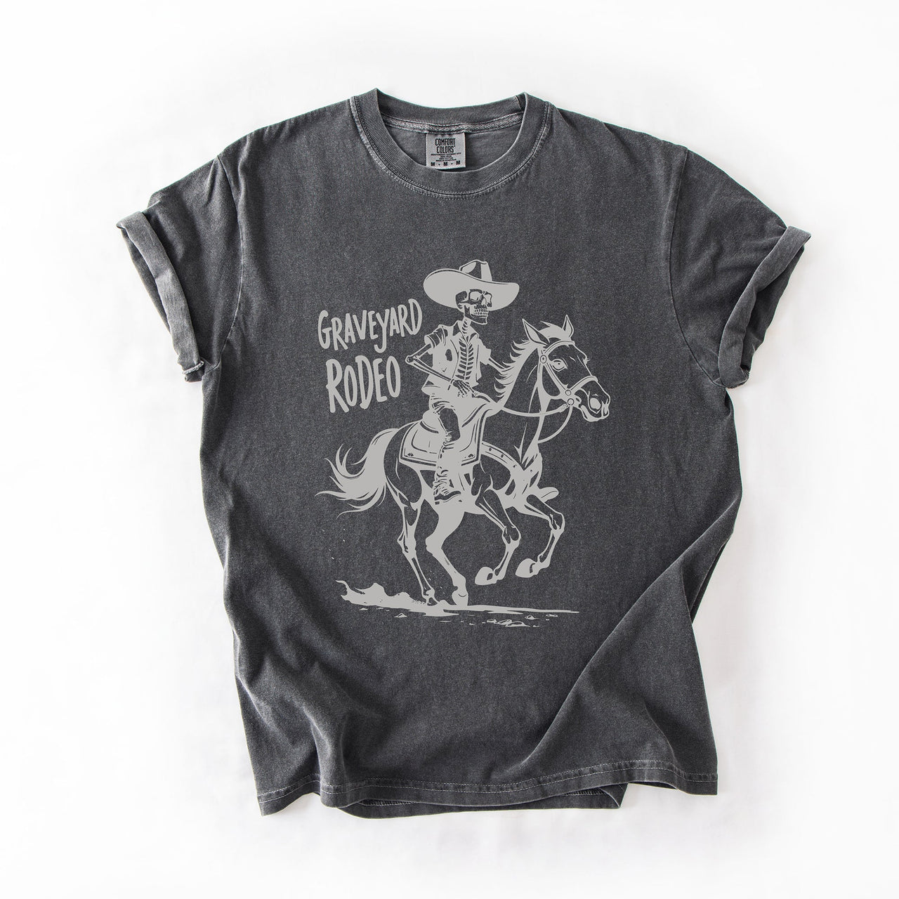 Graveyard Rodeo, Cowboy Skeleton, Halloween Comfort Colors Tee