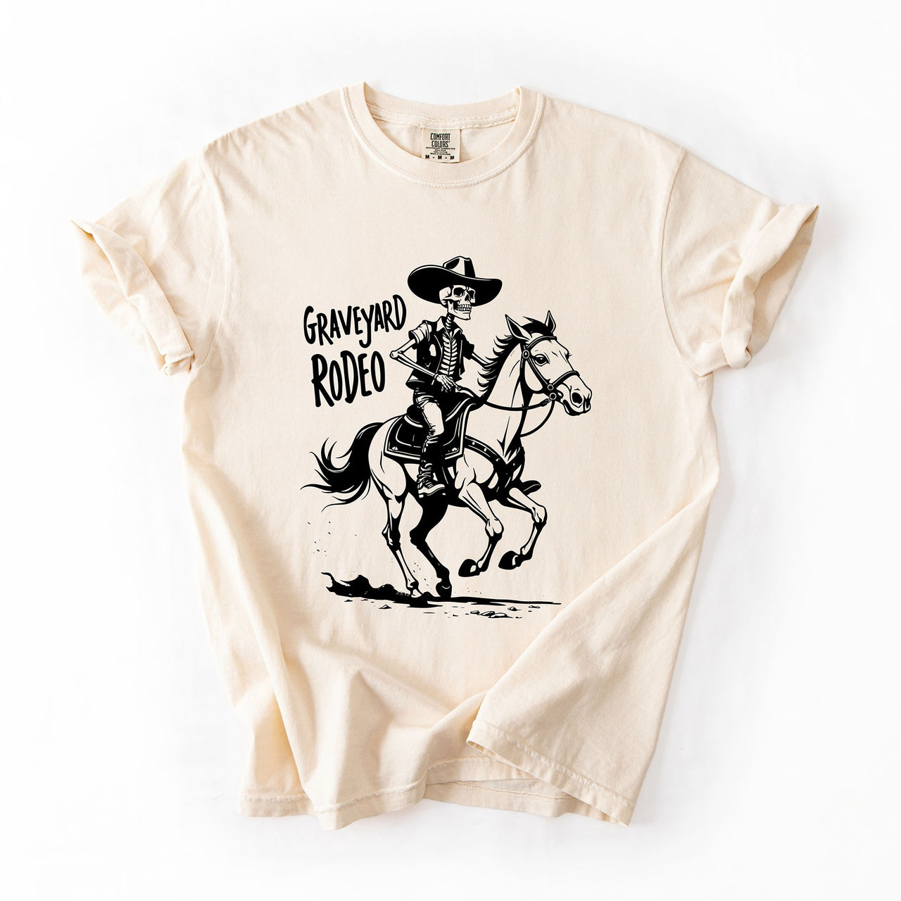 Graveyard Rodeo, Cowboy Skeleton, Halloween Comfort Colors Tee