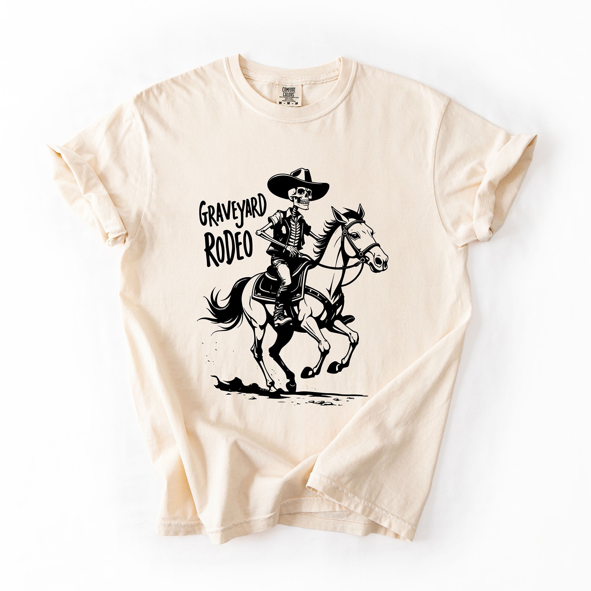 Graveyard Rodeo, Cowboy Skeleton, Halloween Comfort Colors Tee