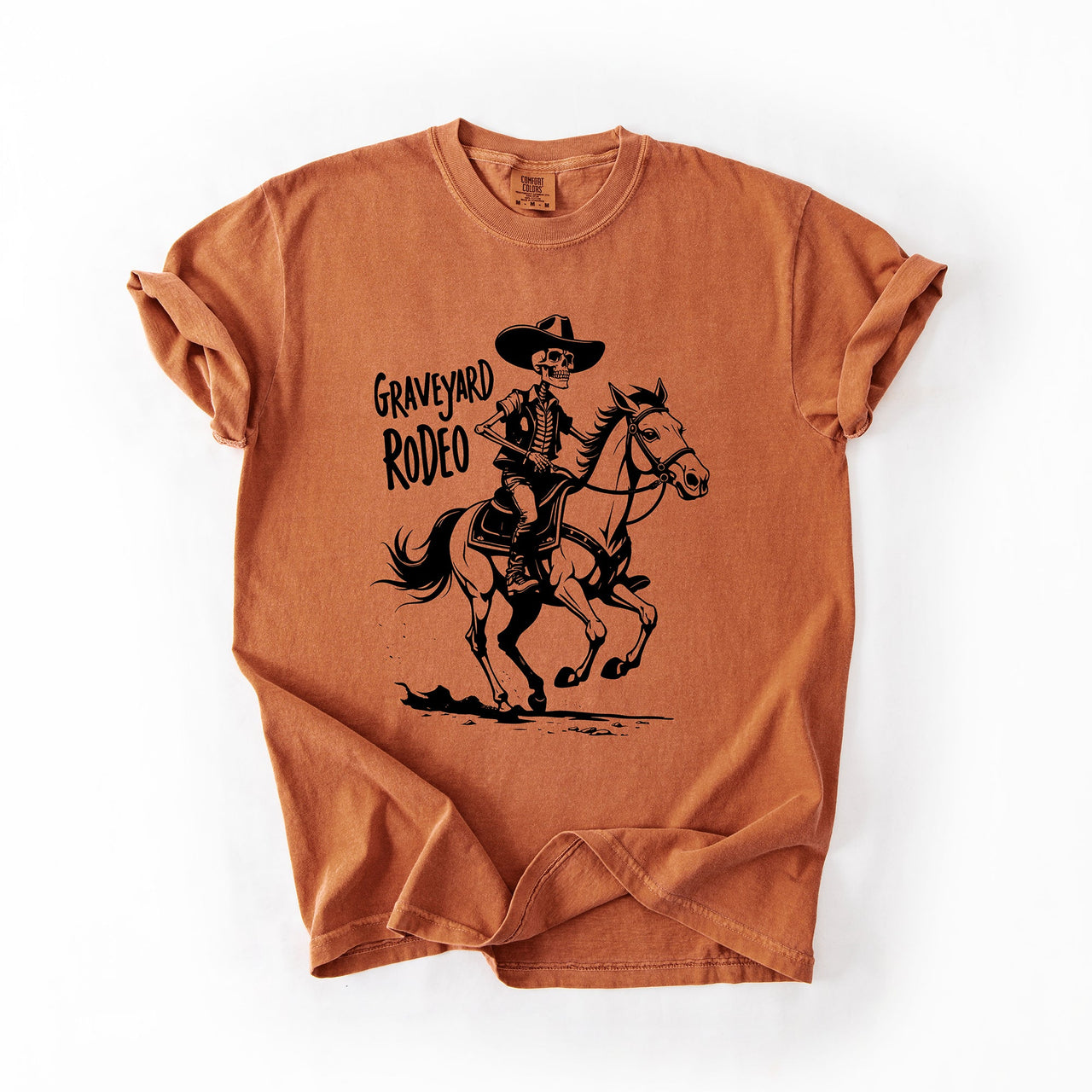 Graveyard Rodeo, Cowboy Skeleton, Halloween Comfort Colors Tee