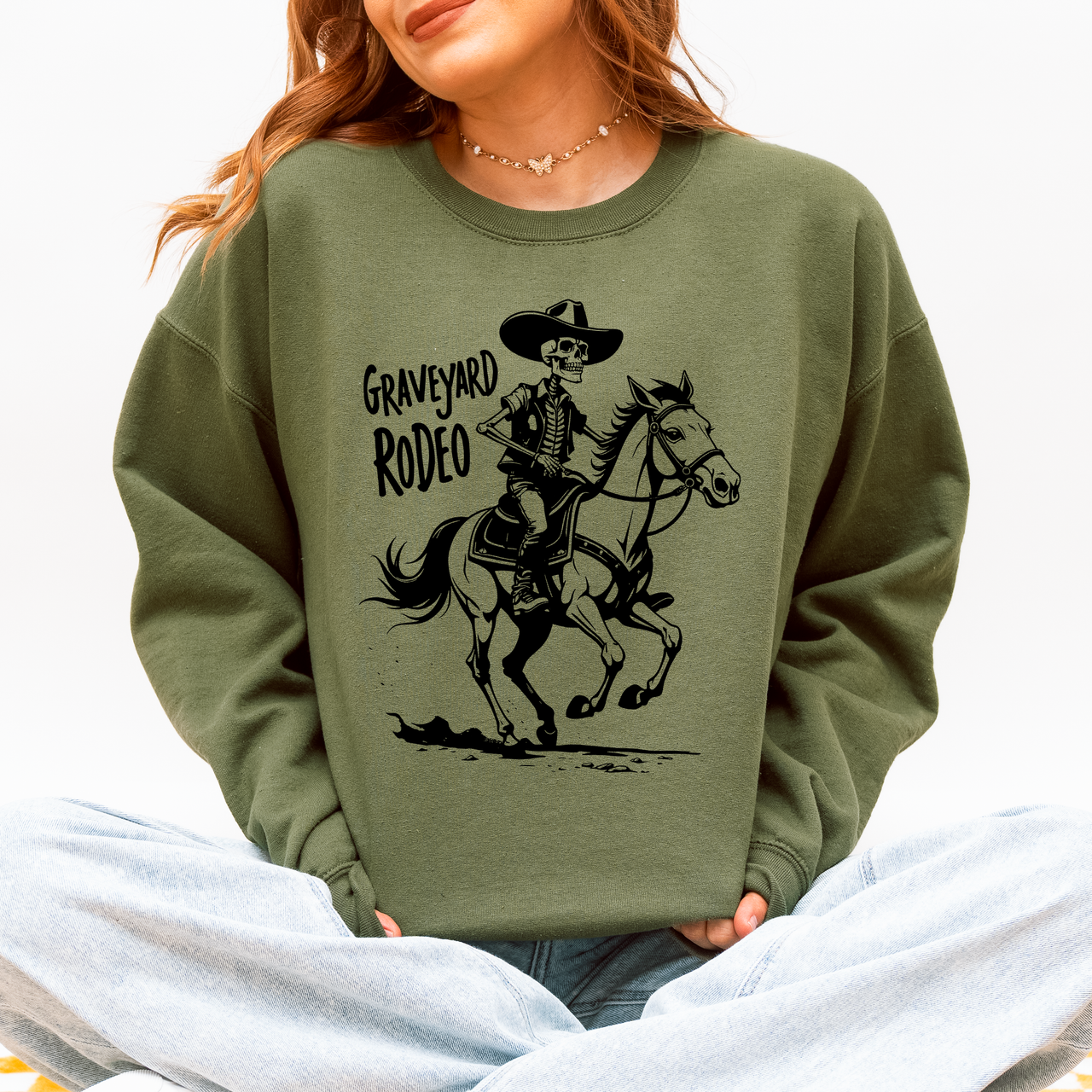 Graveyard Rodeo Cowboy Skeleton Sweatshirt