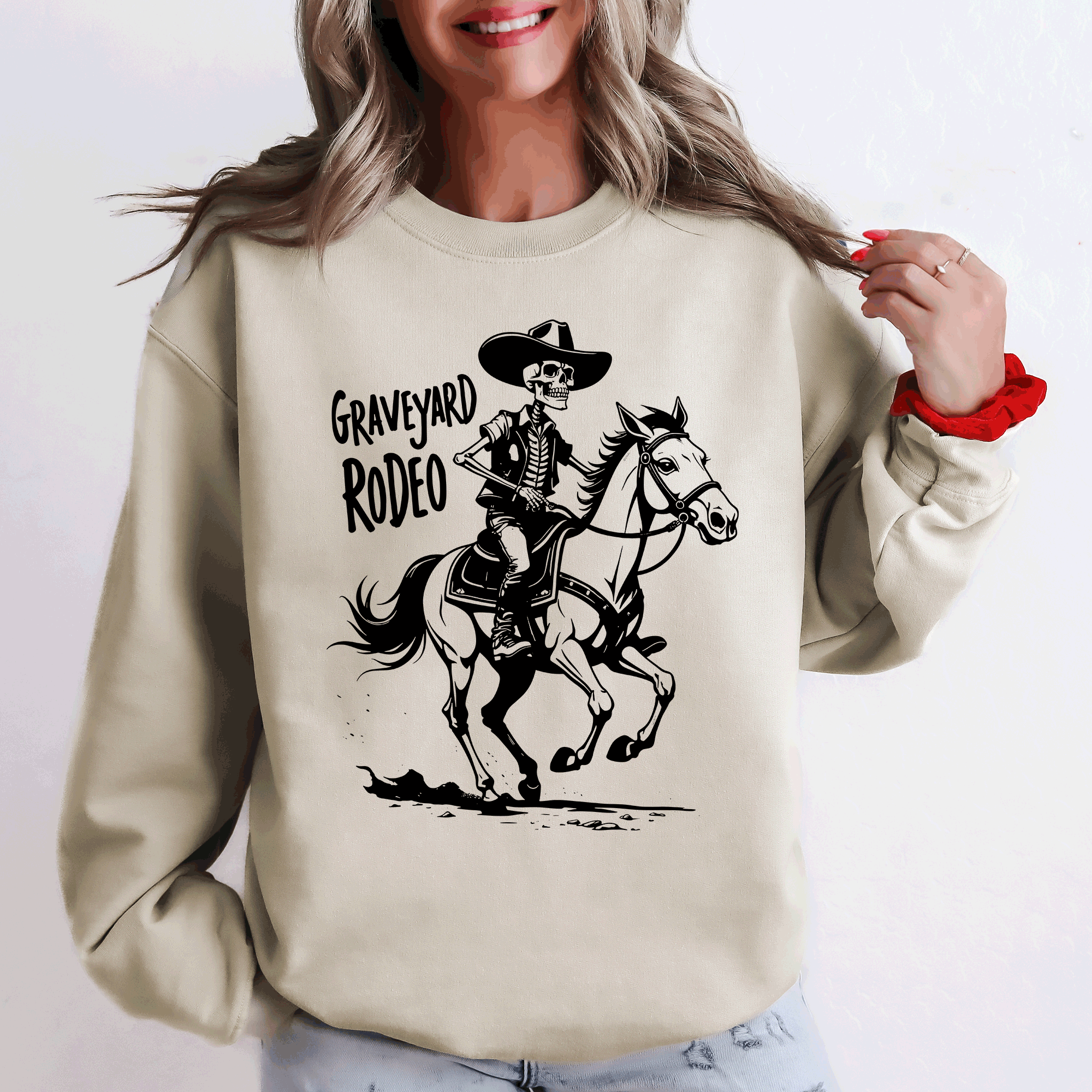 Graveyard Rodeo Cowboy Skeleton Sweatshirt