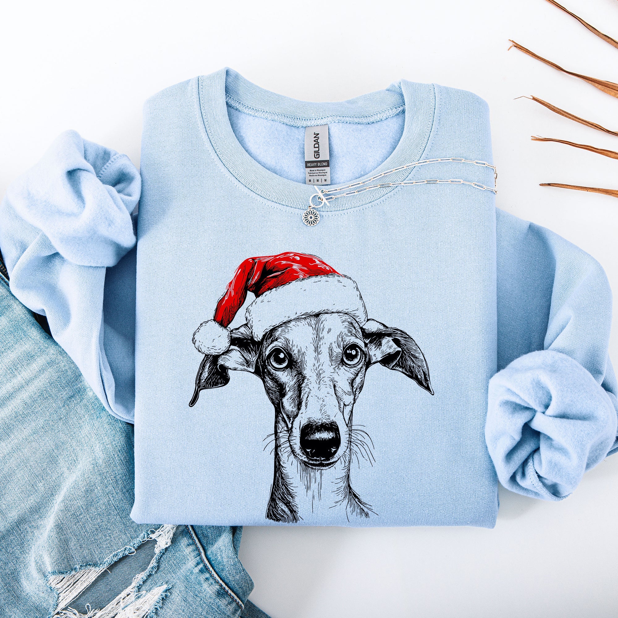 Greyhound Santa Christmas Dog Lover Pet Seasonal Festive Cozy Holiday Motif Sweatshirt
