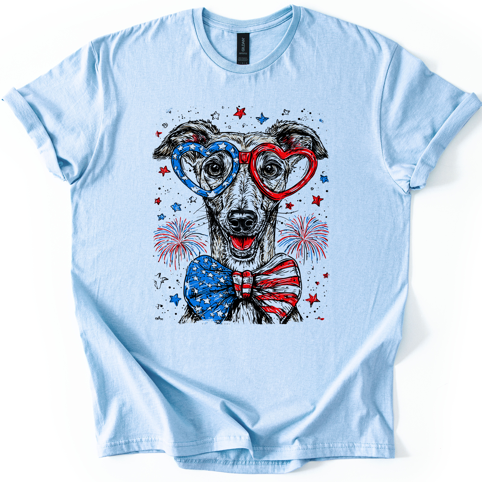 Greyhound Patriotic Dog Lover USA Flag Edition Commemorative Premium Graphic Tee