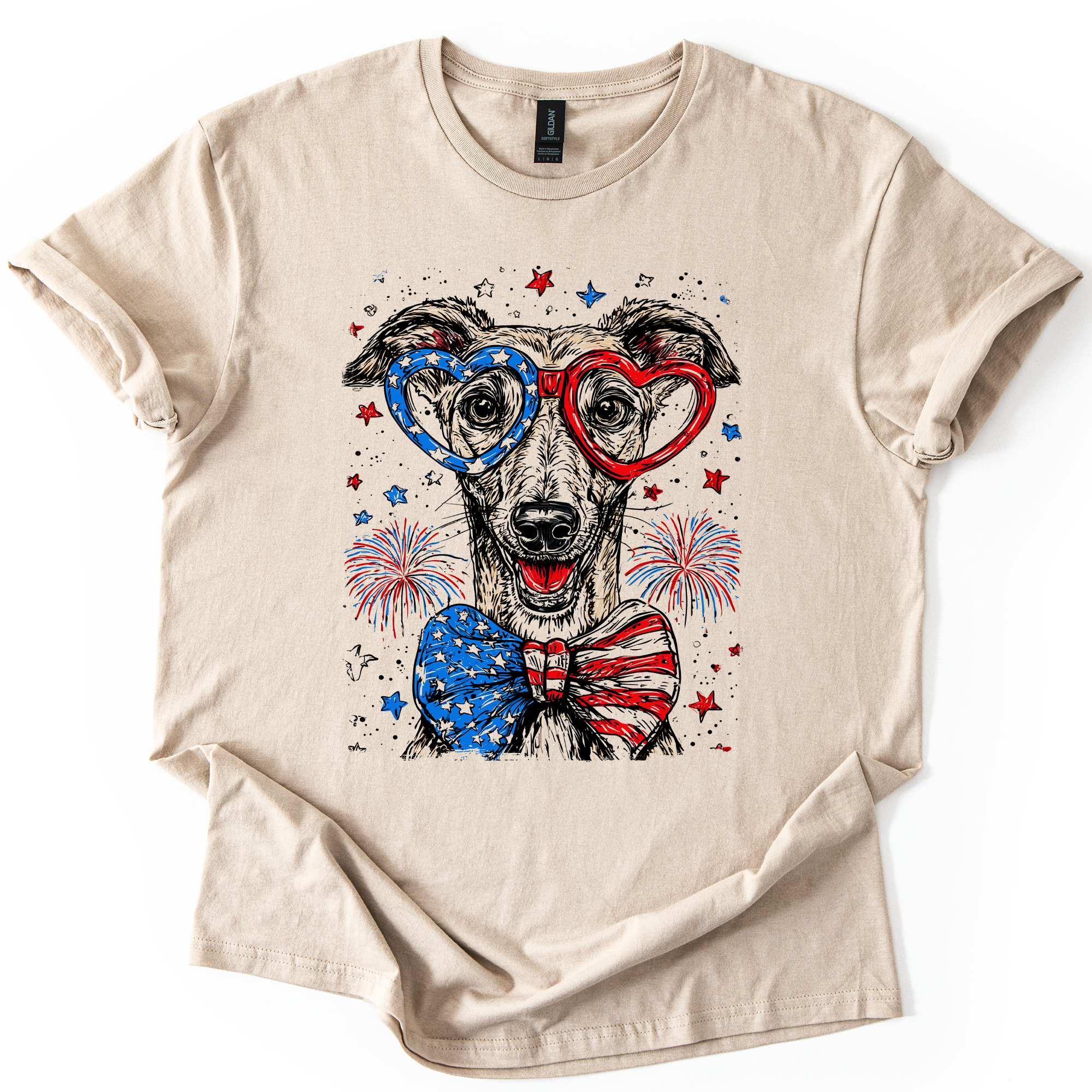 Greyhound Patriotic Dog Lover USA Flag Edition Commemorative Premium Graphic Tee