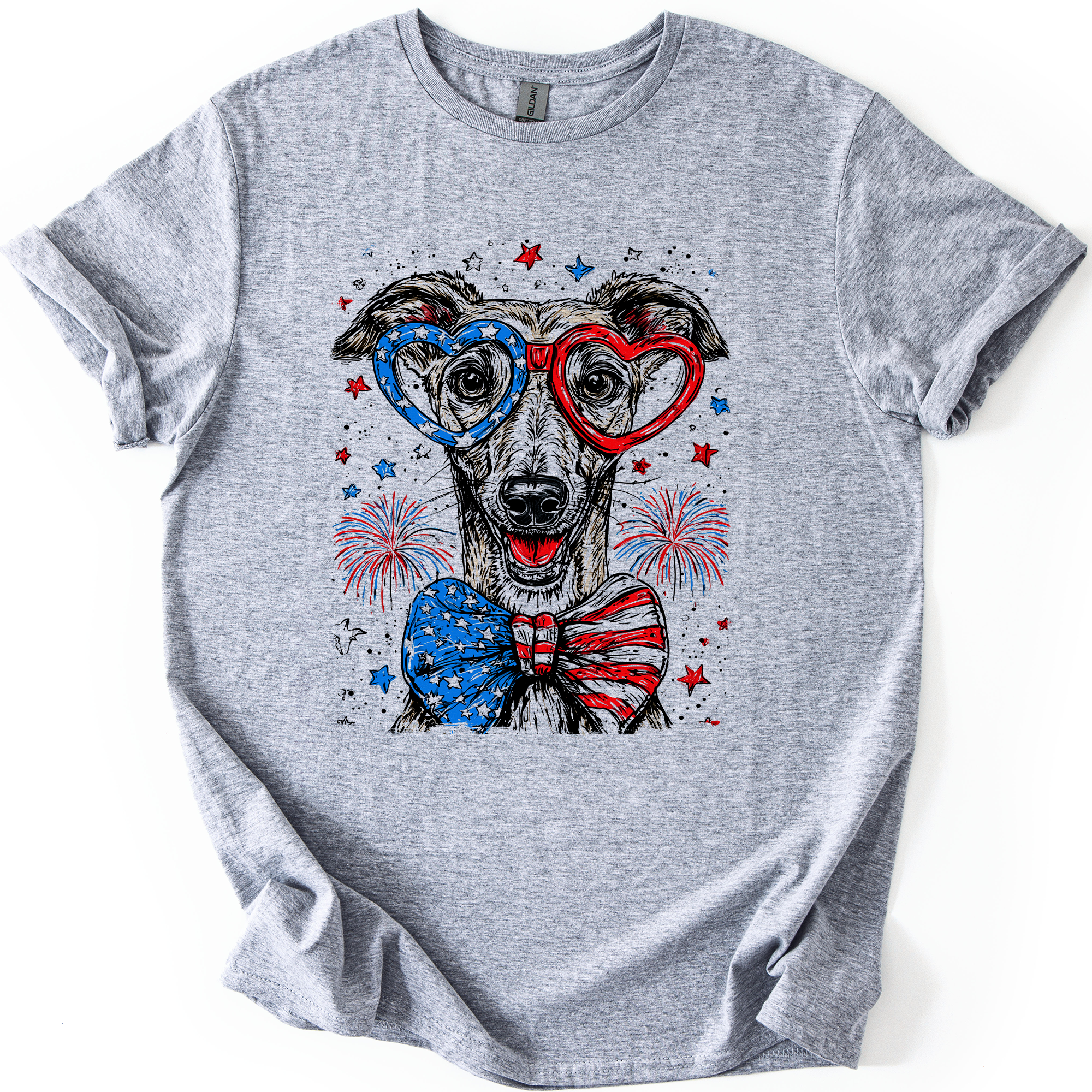 Greyhound Patriotic Dog Lover USA Flag Edition Commemorative Premium Graphic Tee