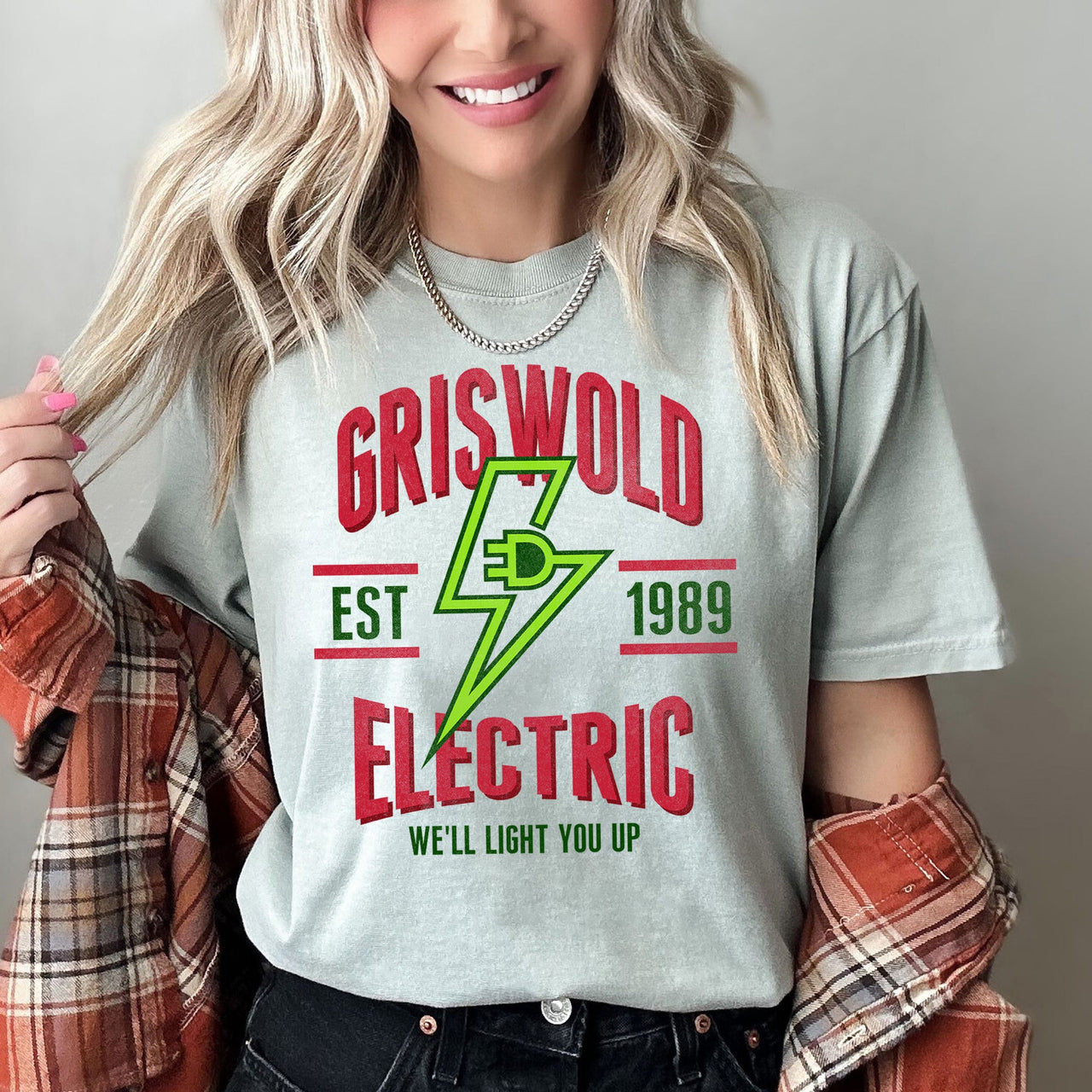 Griswold Electric Company Classic Movie Funny Christmas Lights Comfort Colors Tee